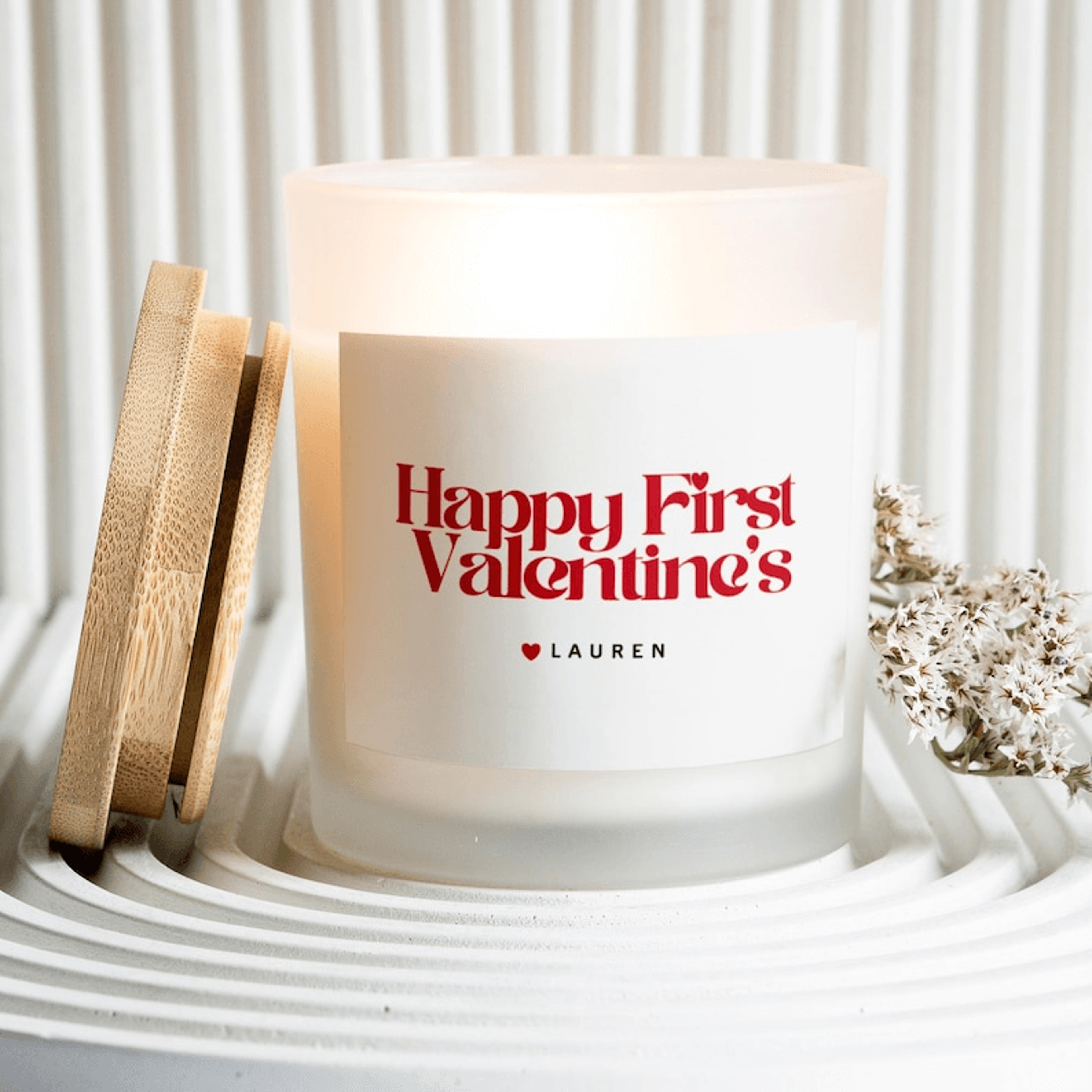 happy first valentines candle personalized first valentine's day gift for girlfriend boyfriend couple
