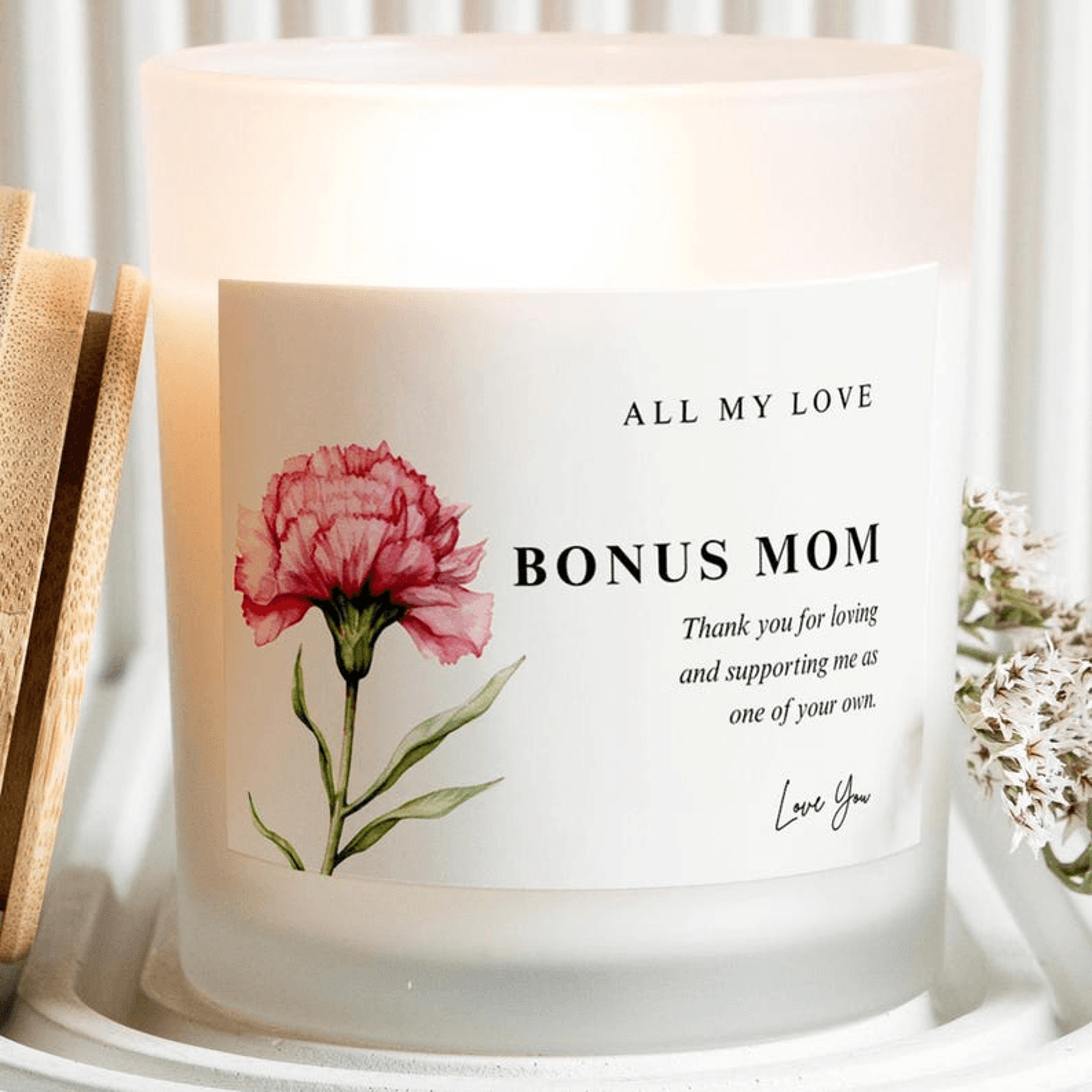 bonus mom candle stepmom gift from daughter mothers day gift for bonus mom thank you stepmother gift