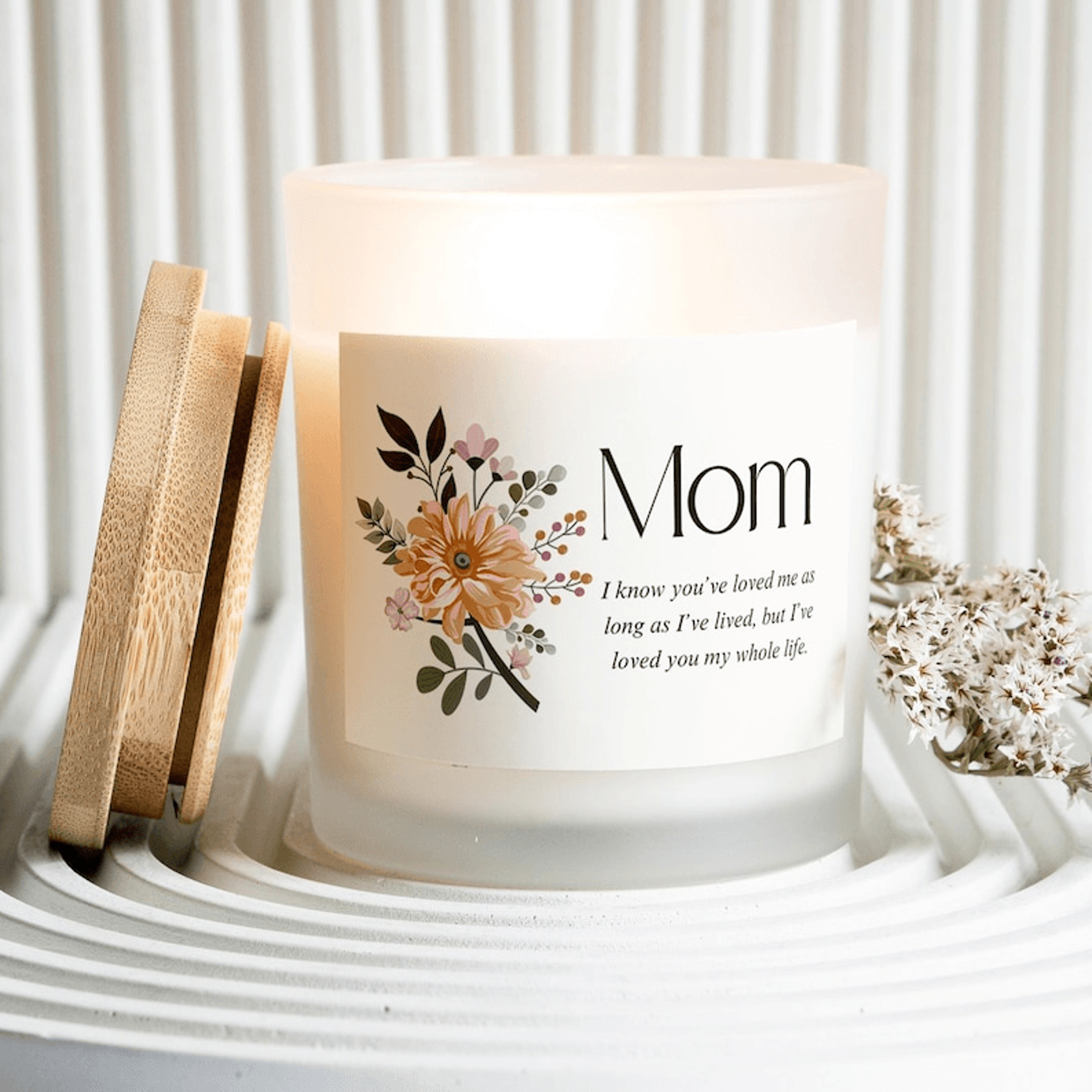 mom candle gift from daughter son, mother's day candle, sentimental gift for mom, floral candle