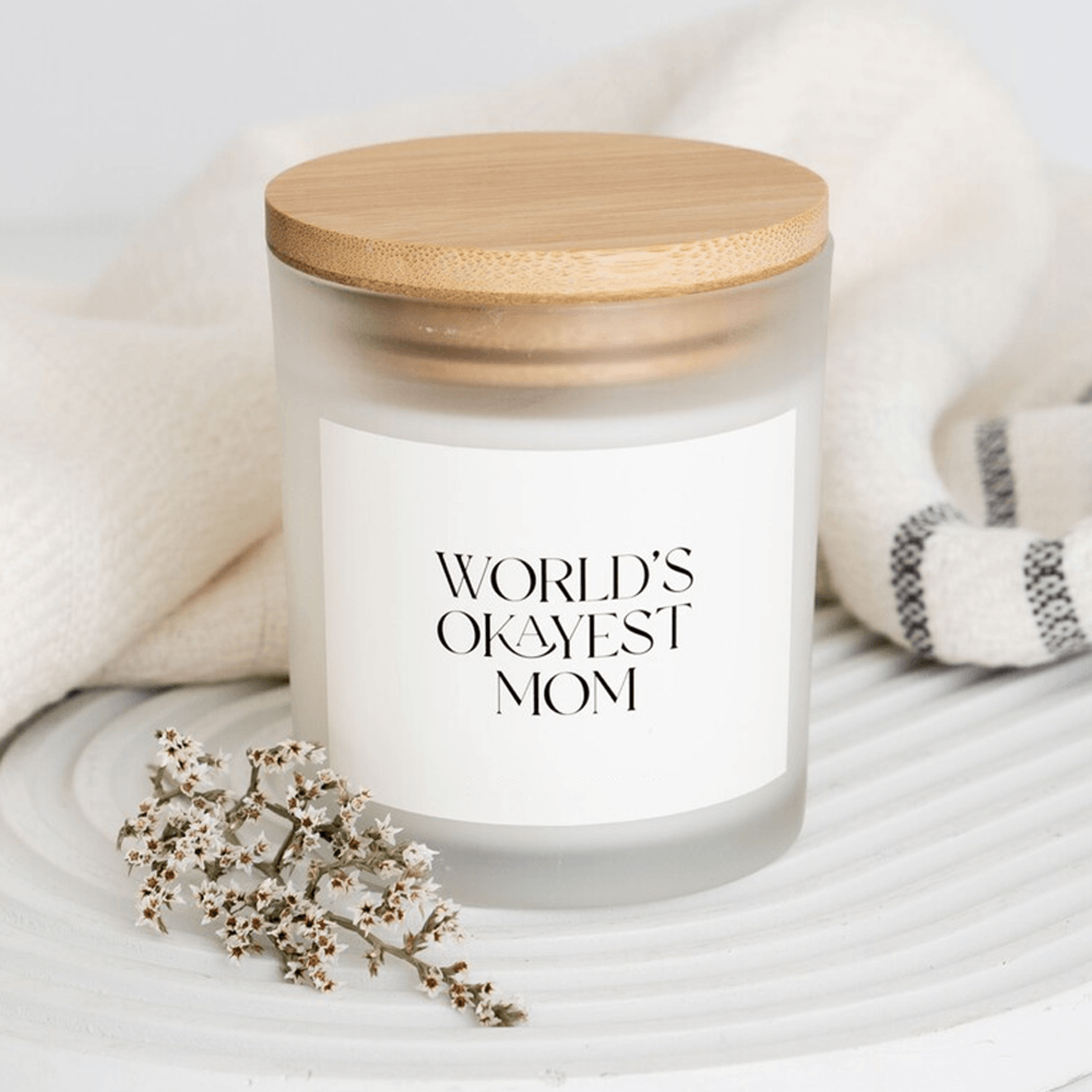 world's okayest mom candle, funny mother's day gift, mom birthday gift, humorous candle for mom