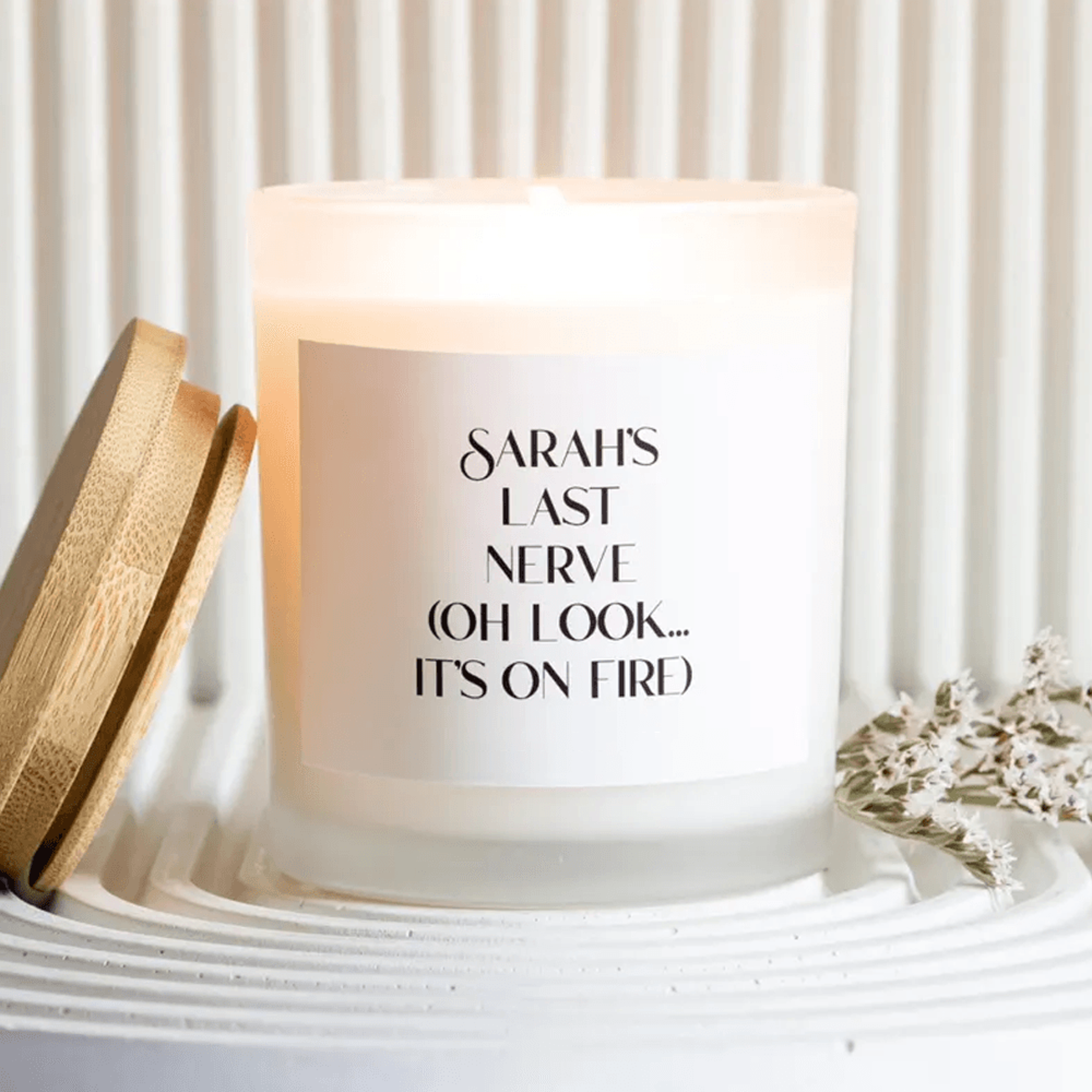 personalized funny candle gift, last nerve candle, custom name candle, coworker gift, stress relief candle