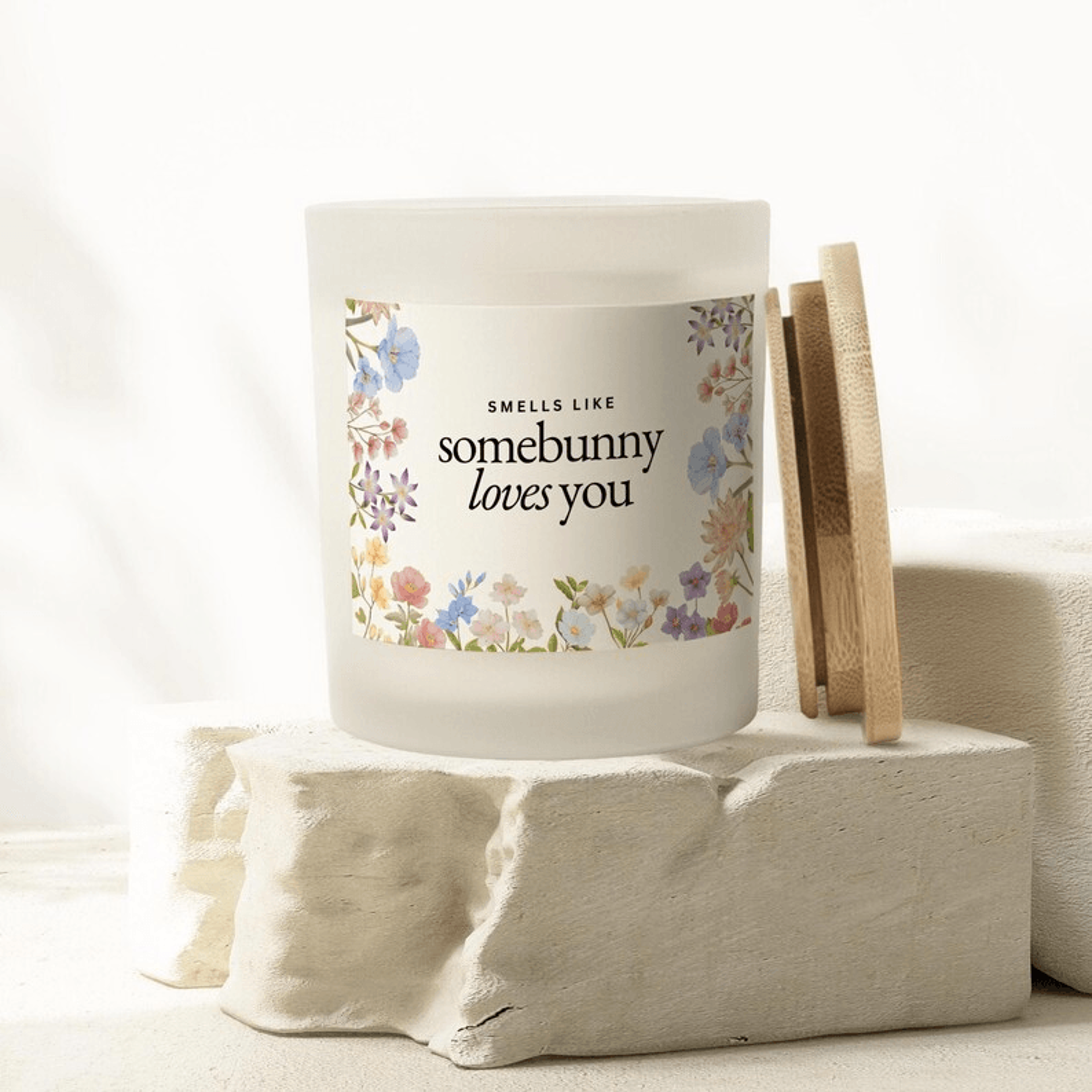 somebunny loves you candle, easter candle gift, bunny lover gift, spring candle, gift for her