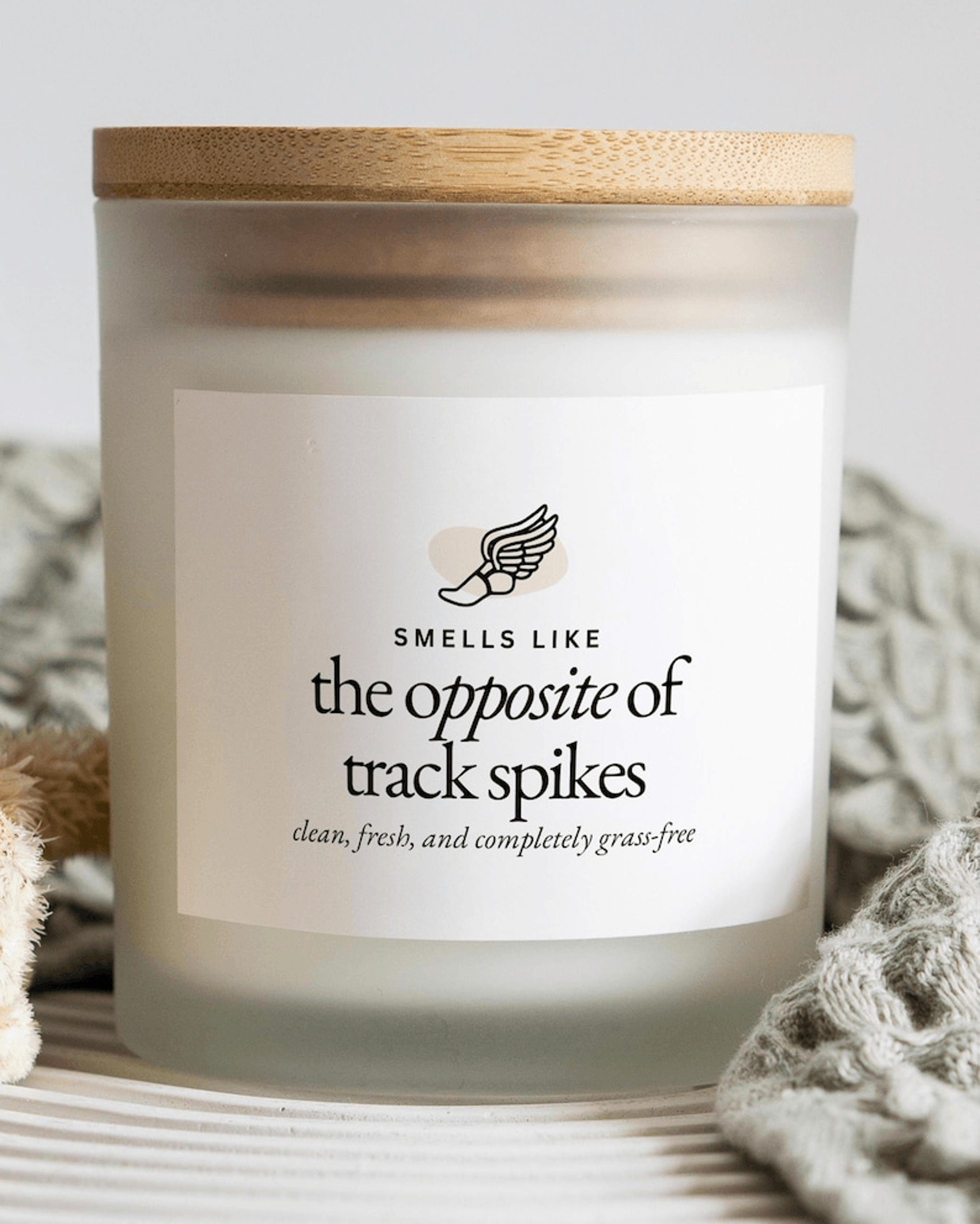 track spikes candle, funny runner gift, track and field gift, xc runner candle, coach gift for athletes