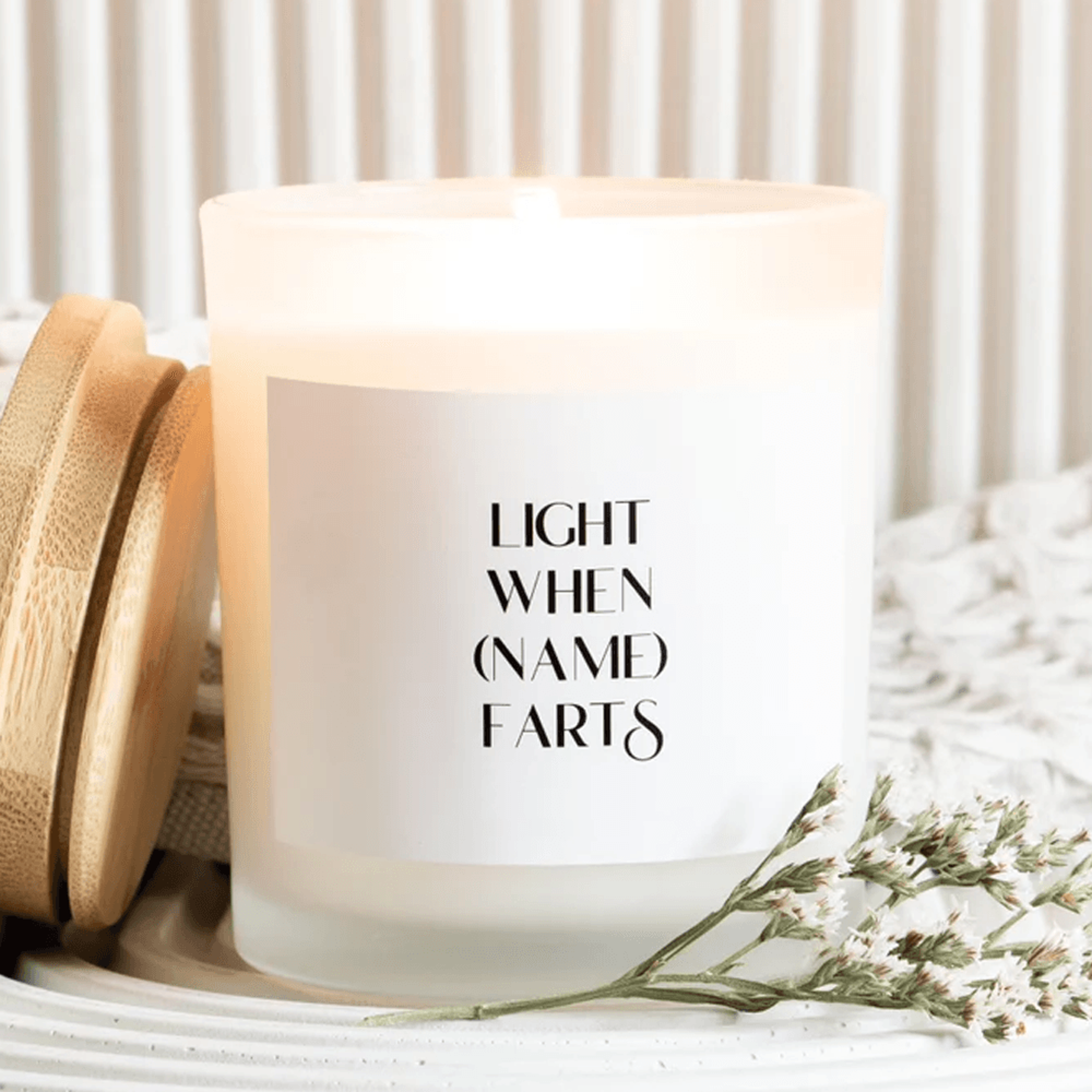 personalized funny fart candle, light when name farts candle, custom gag gift, funny gift for him her
