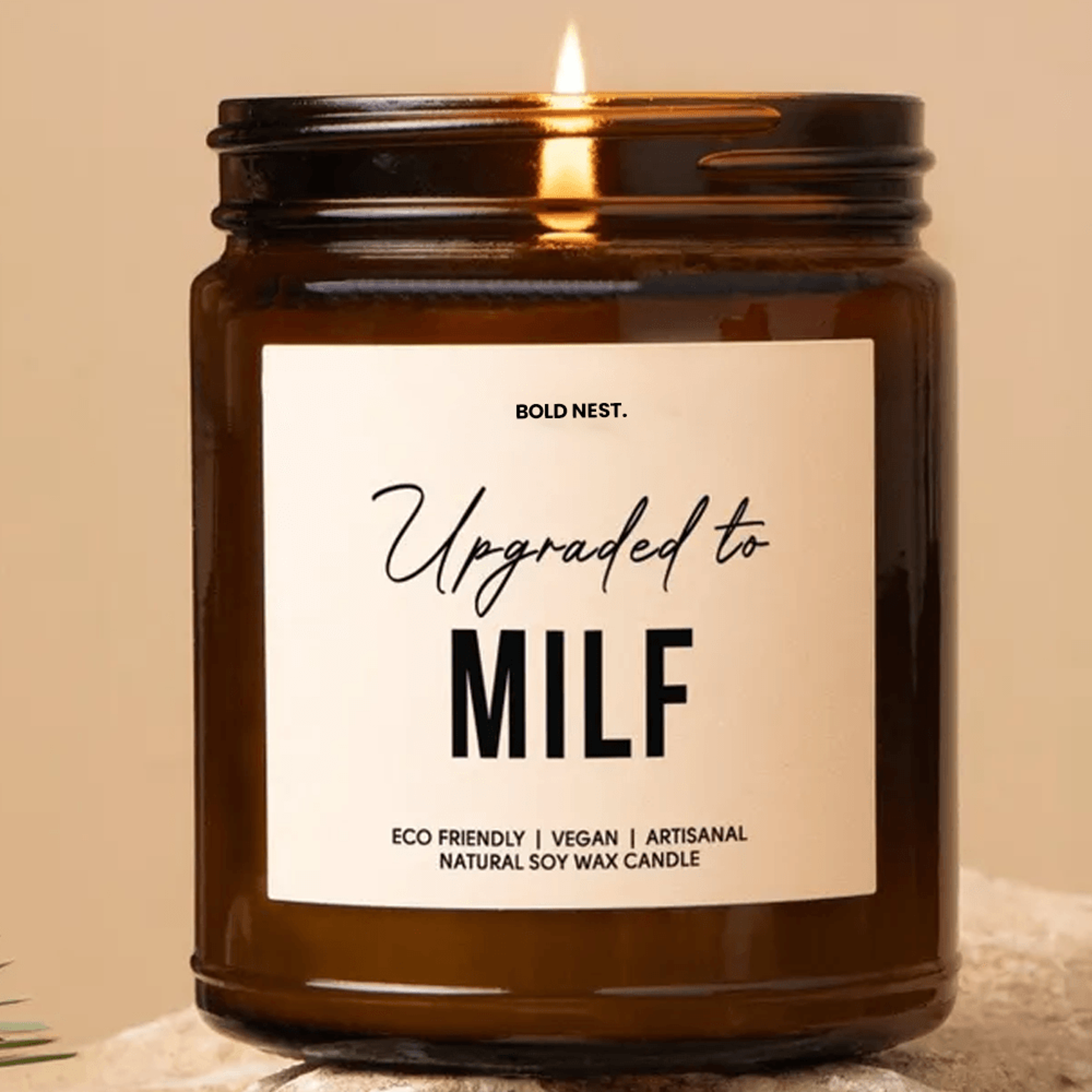 upgraded to milf funny pregnancy announcement scented soy candle gift for new moms