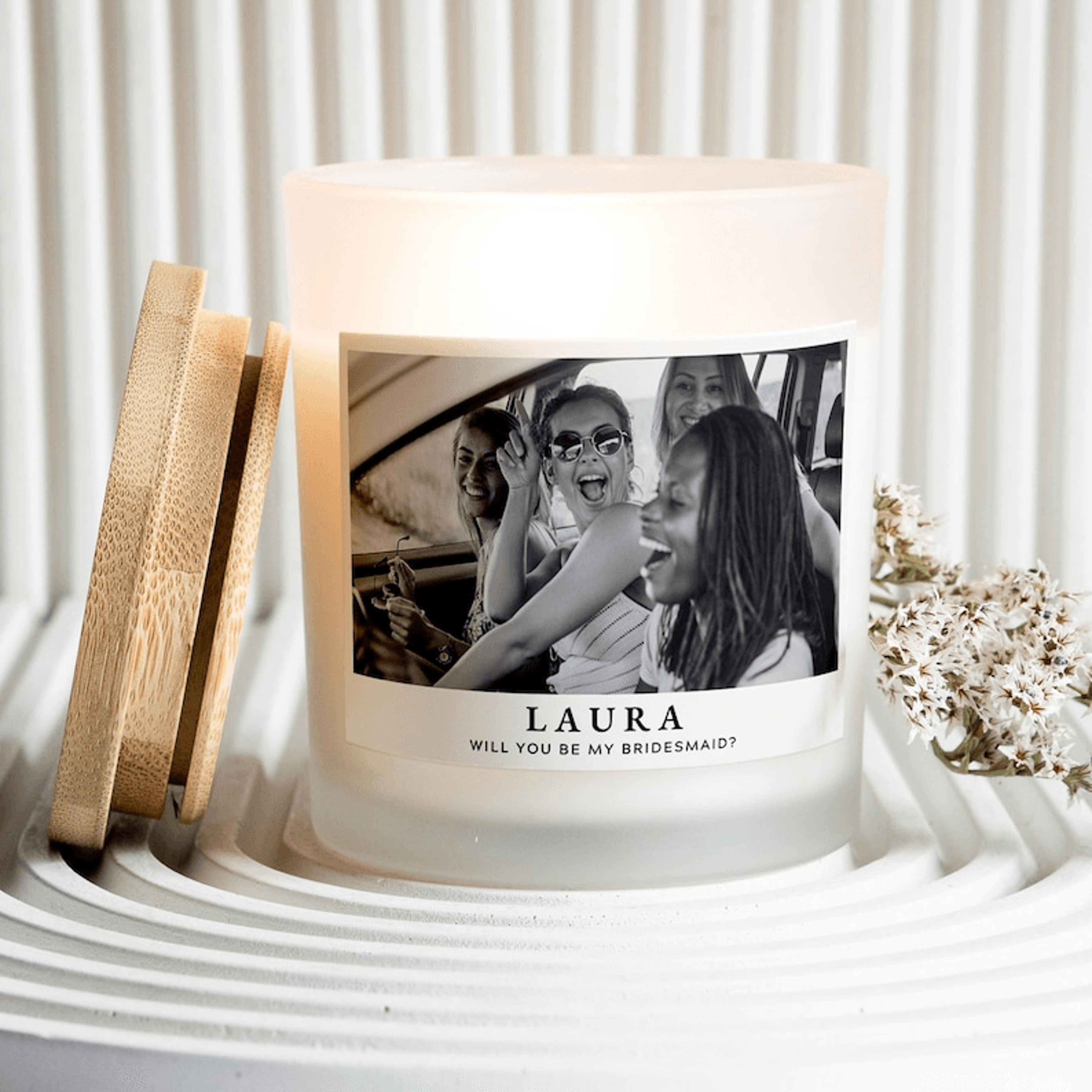 will you be my bridesmaid candle | personalized photo bridesmaid proposal gift | custom bridesmaid gift from bride