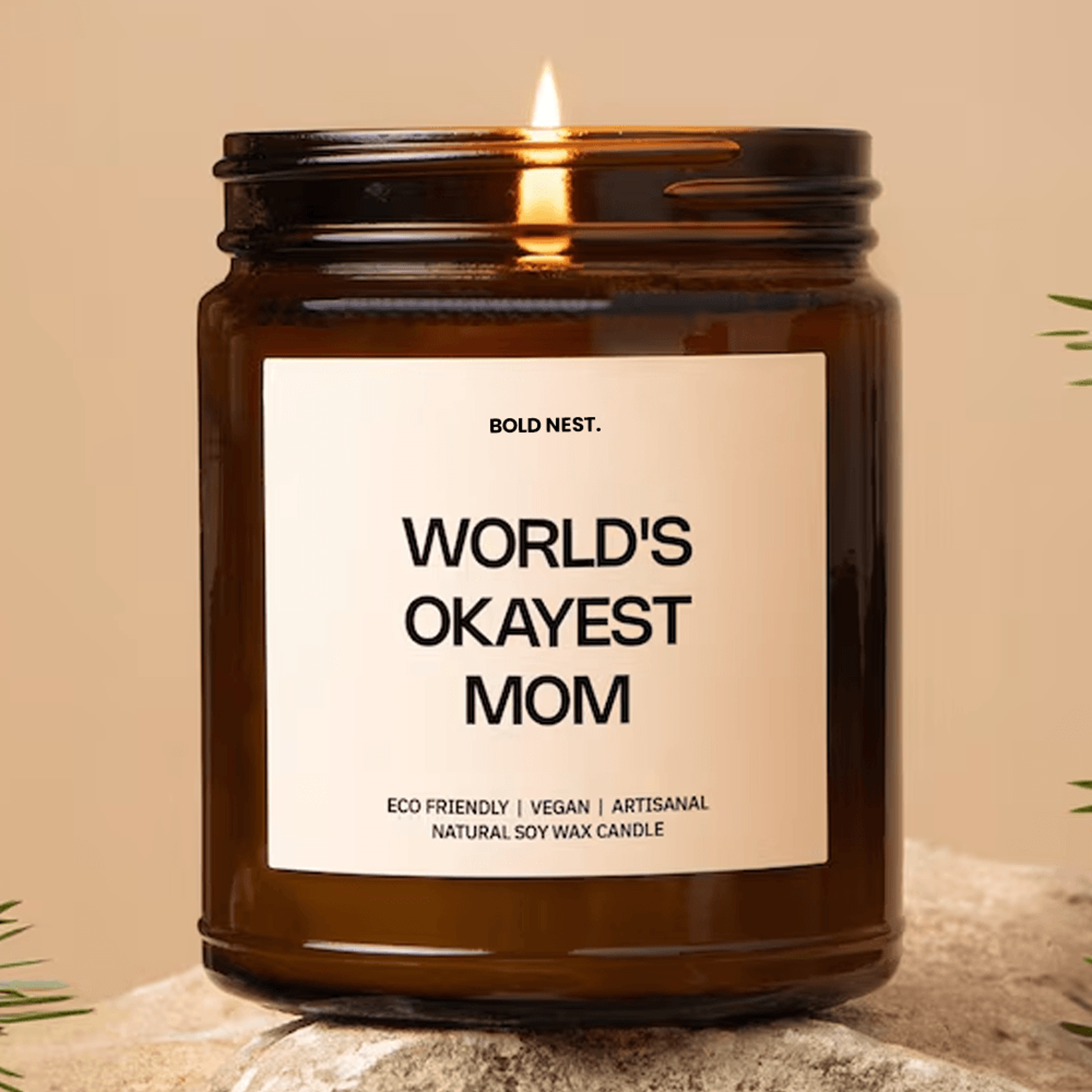 world's okayest mom funny scented soy candle gift for mom