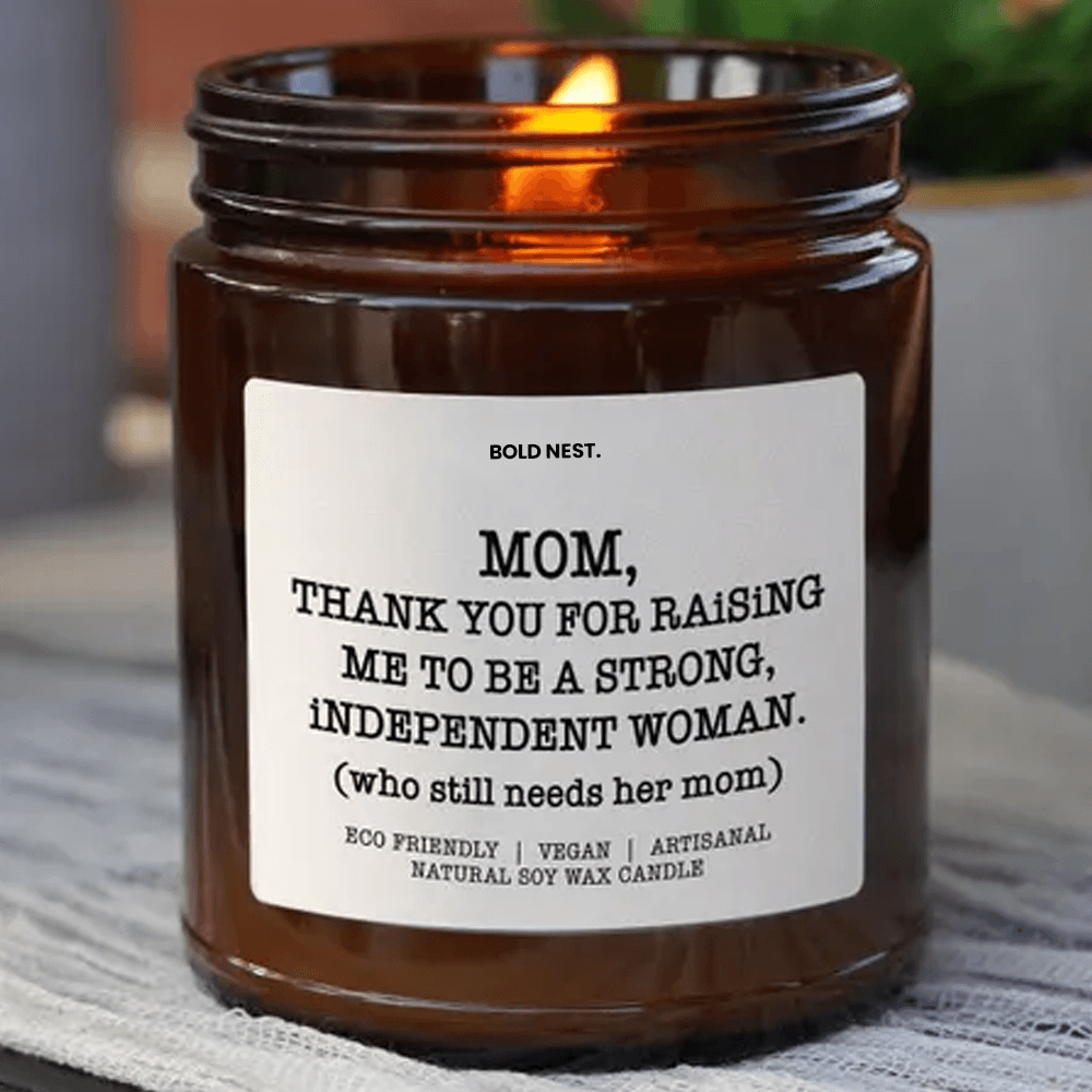 thank you mom scented soy candle gift from daughter for mother's day