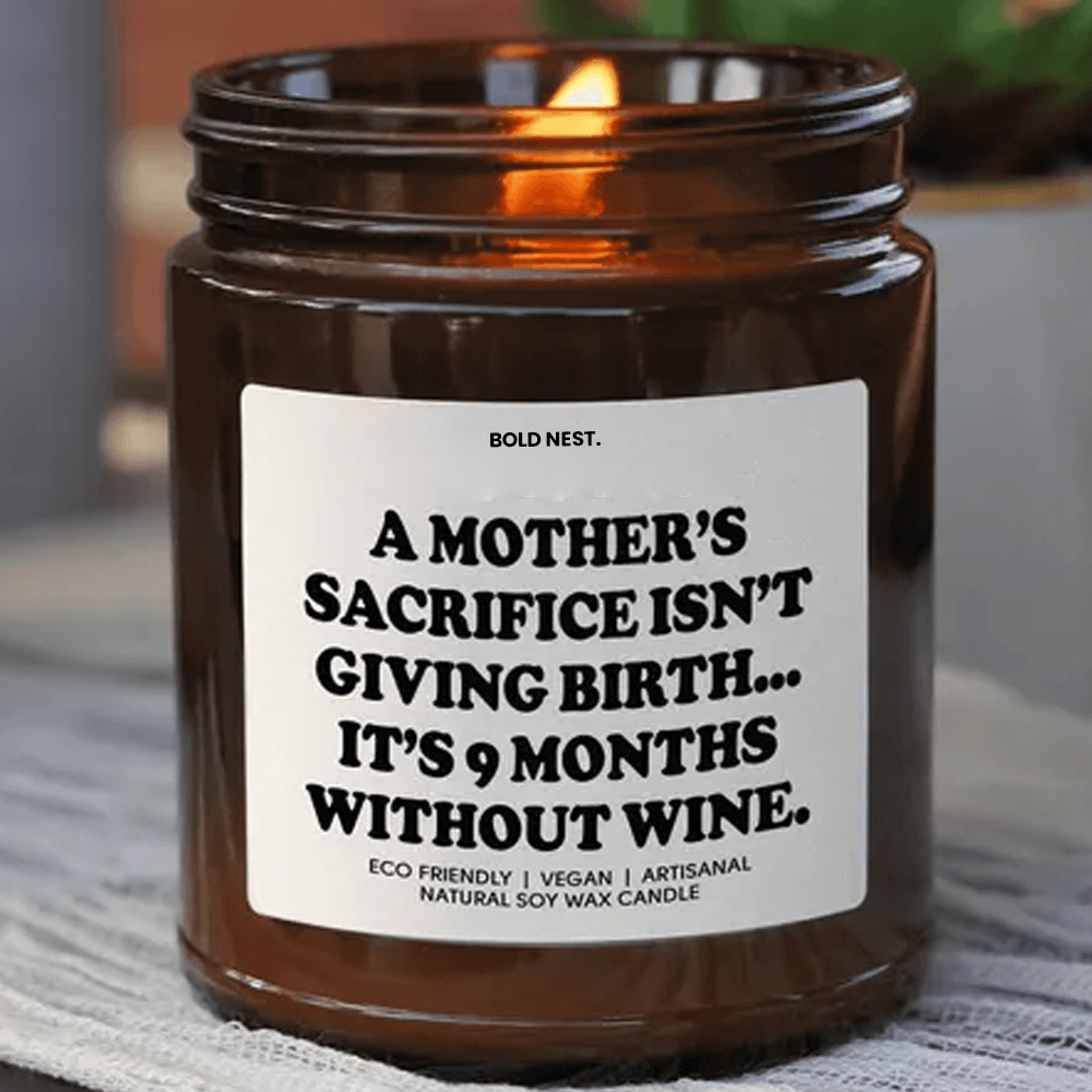 funny pregnancy and new mom scented soy candle gift for wine loving moms
