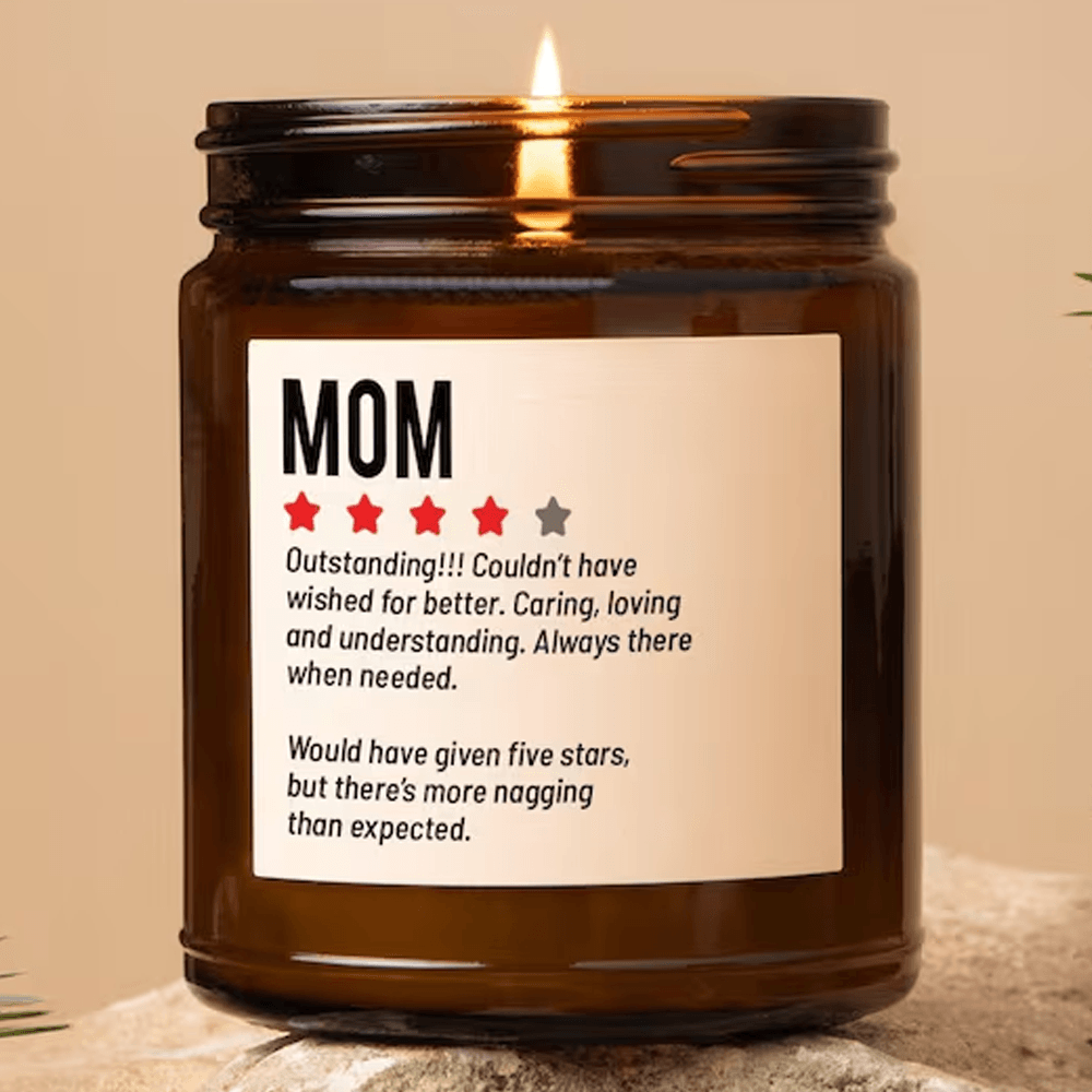 funny mom review candle gift 4 star rating scented soy candle for mother's day
