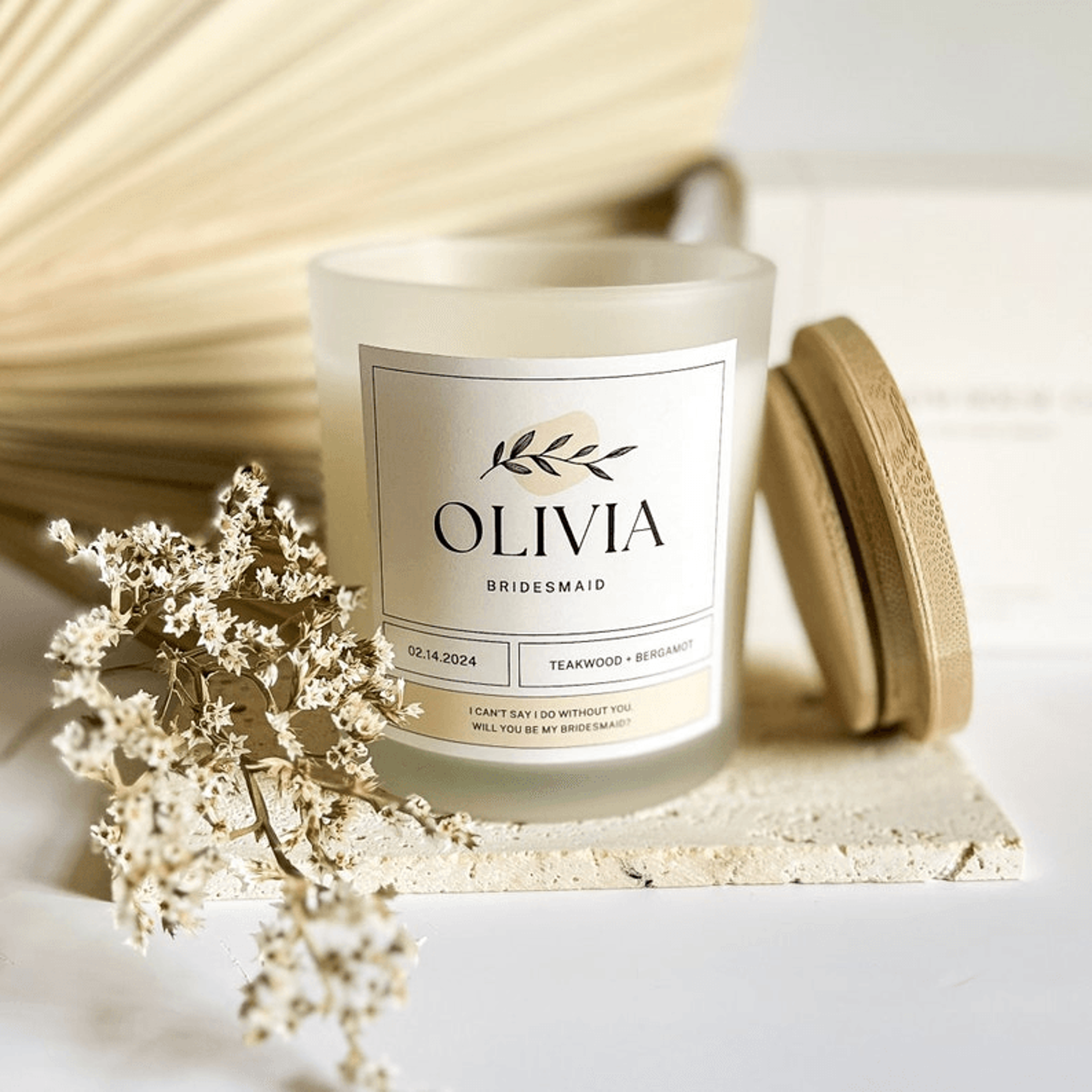 personalized bridesmaid candle | custom name bridesmaid gift | will you be my bridesmaid proposal