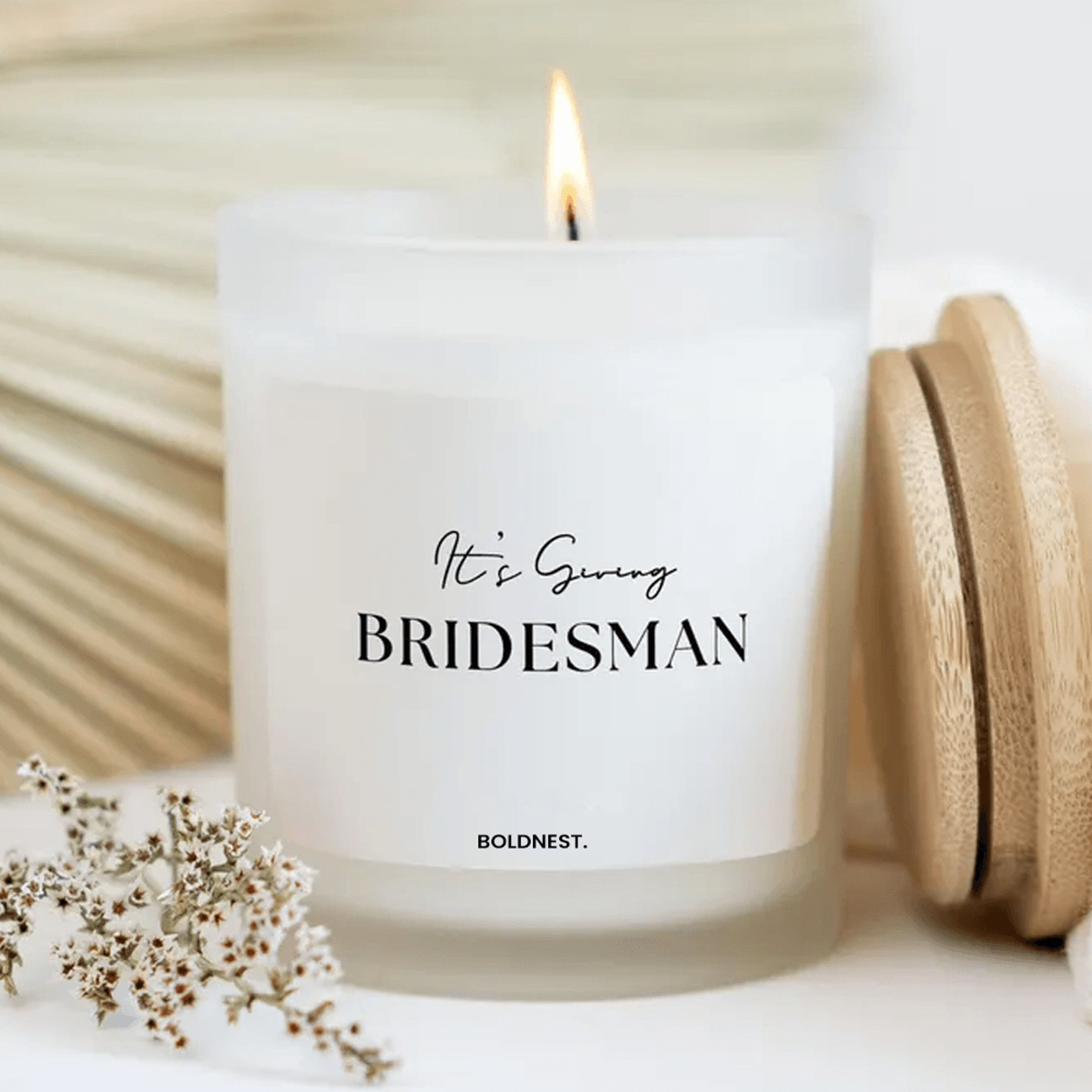 it's giving bridesman candle | funny bridesman proposal gift | wedding party