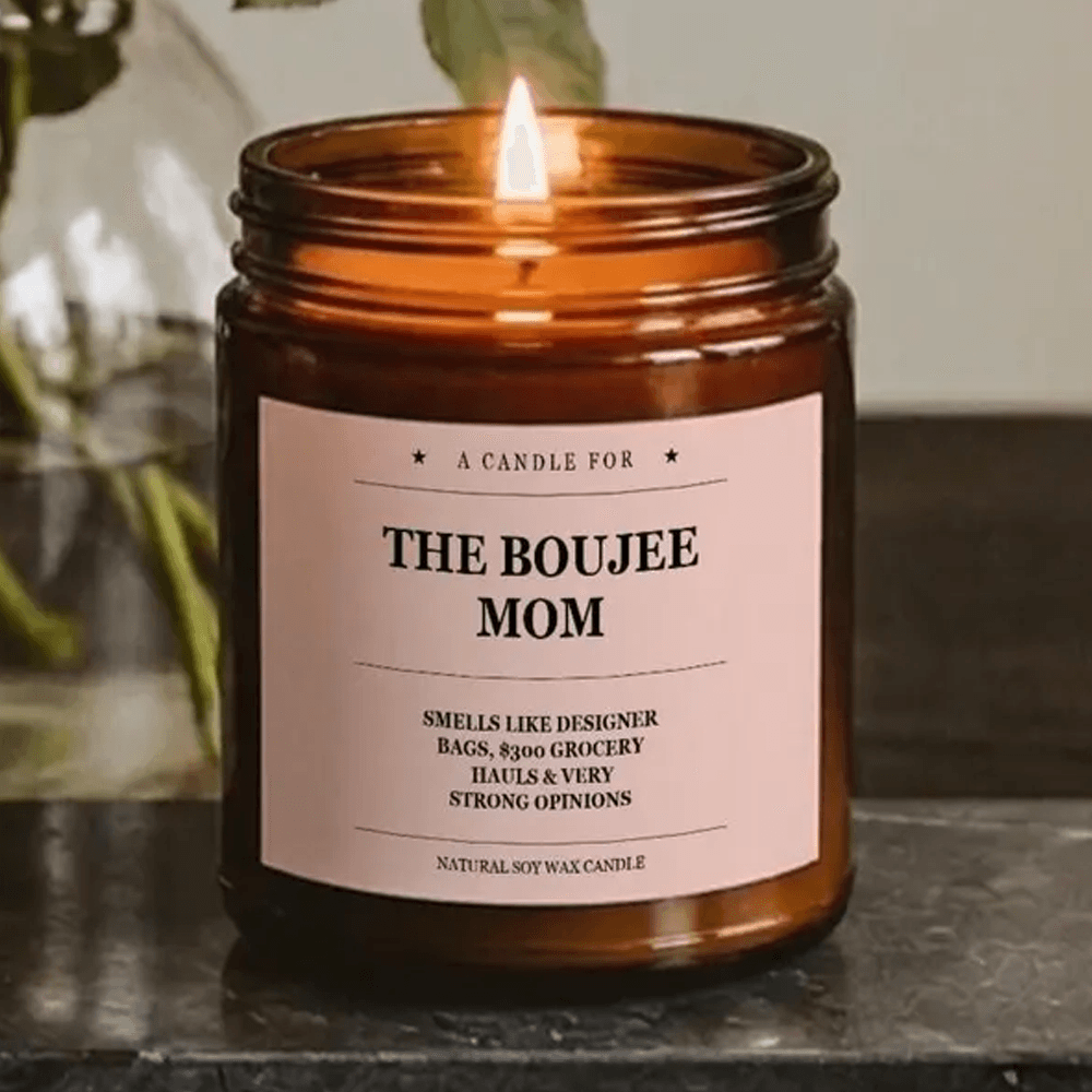 boujee mom funny scented soy candle gift for stylish moms