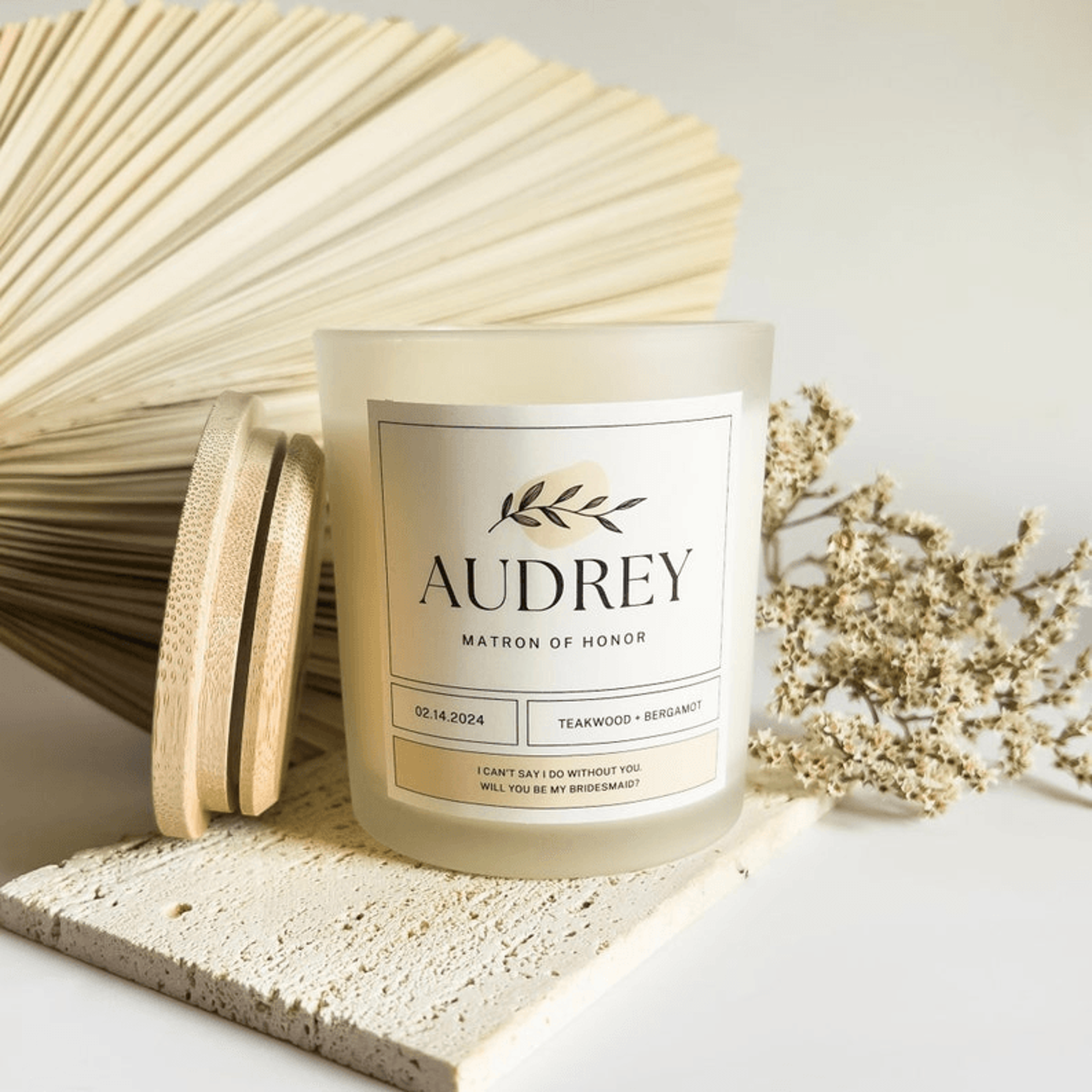 personalized matron of honor candle, matron proposal gift, bridesmaid proposal candle, custom wedding party gift, bridal