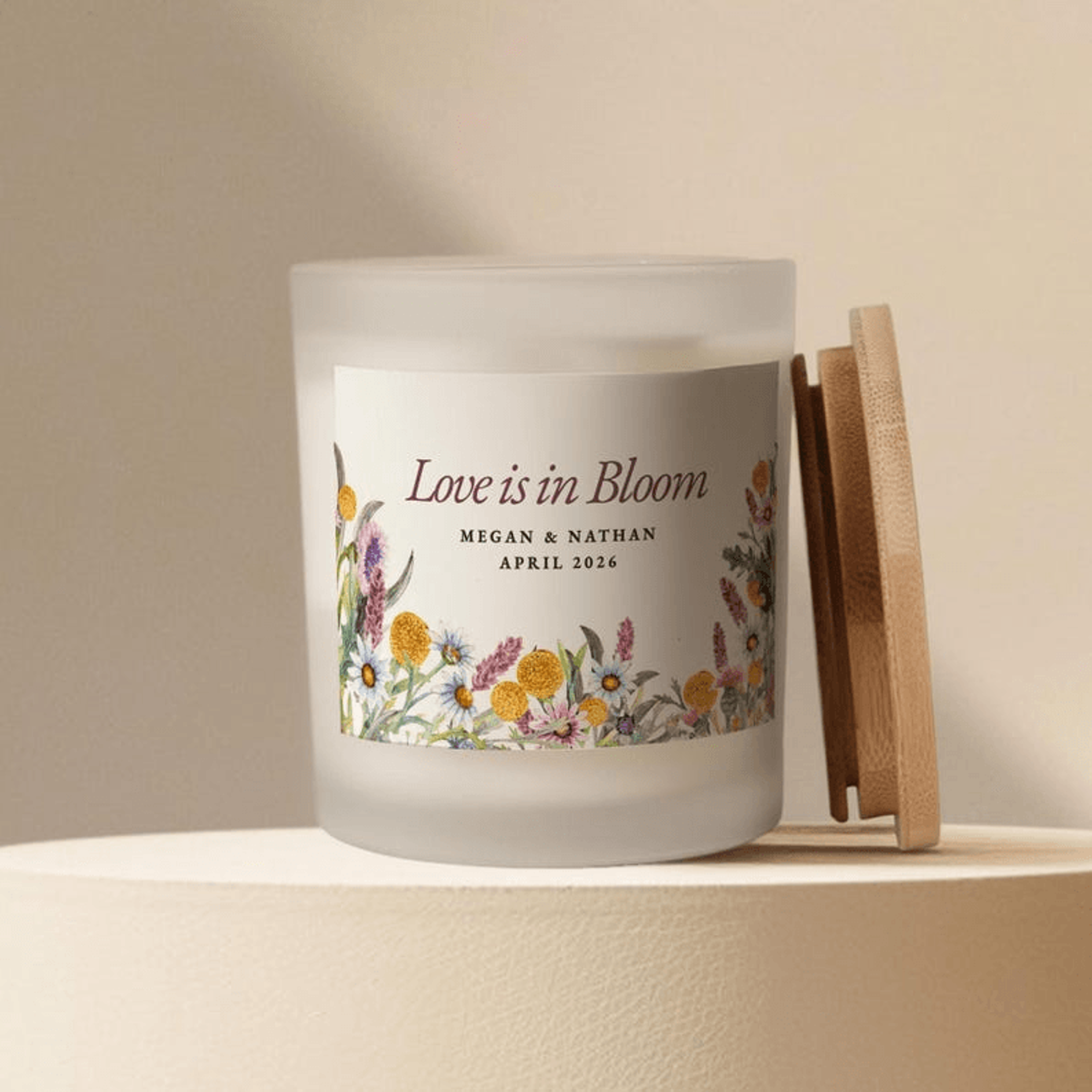 personalized wedding candle gift, love is in bloom candle, custom couple candle, wedding favor candle, bridal shower gif