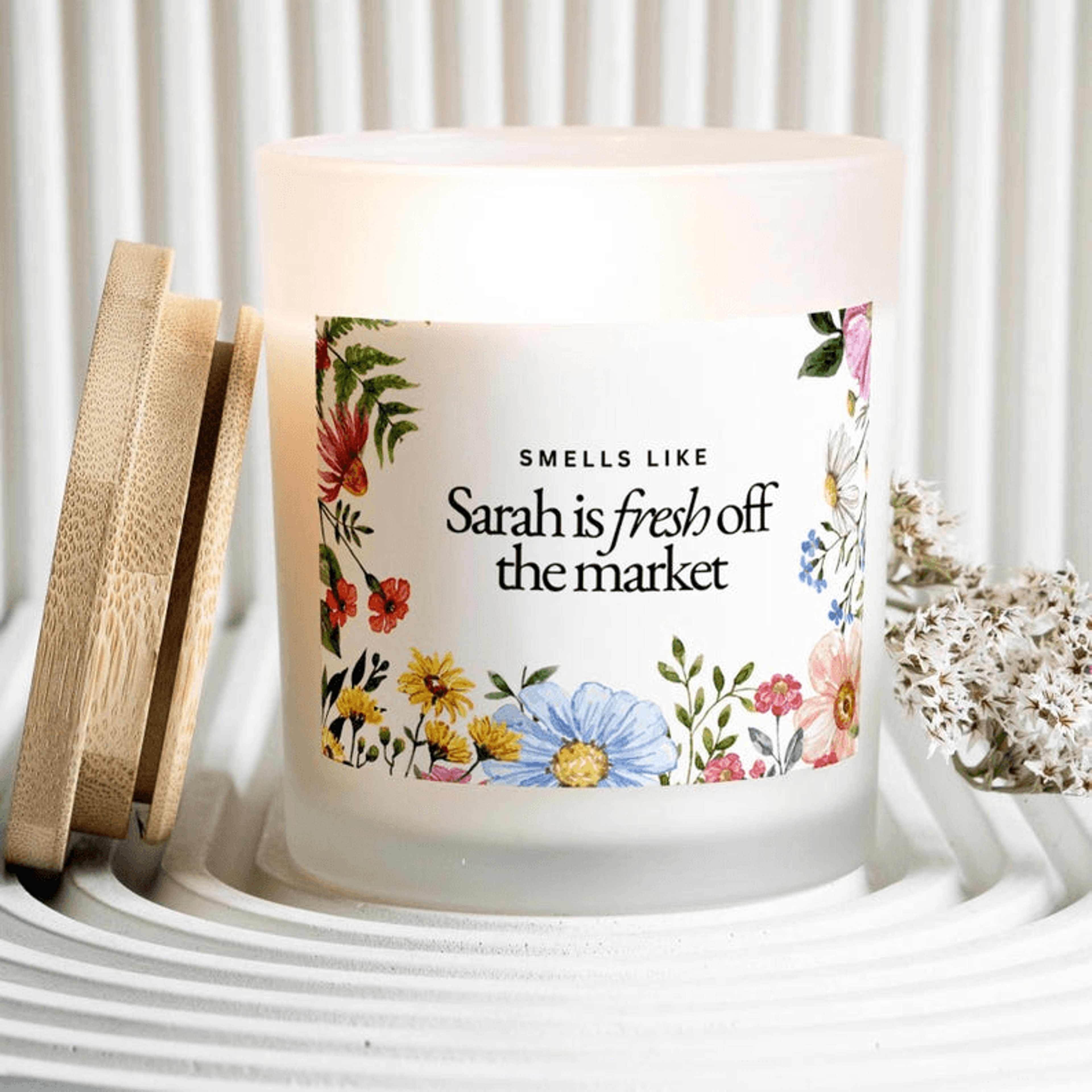 funny engagement candle gift, fresh off the market candle, personalized bride gift, bridal shower gift, engagement party