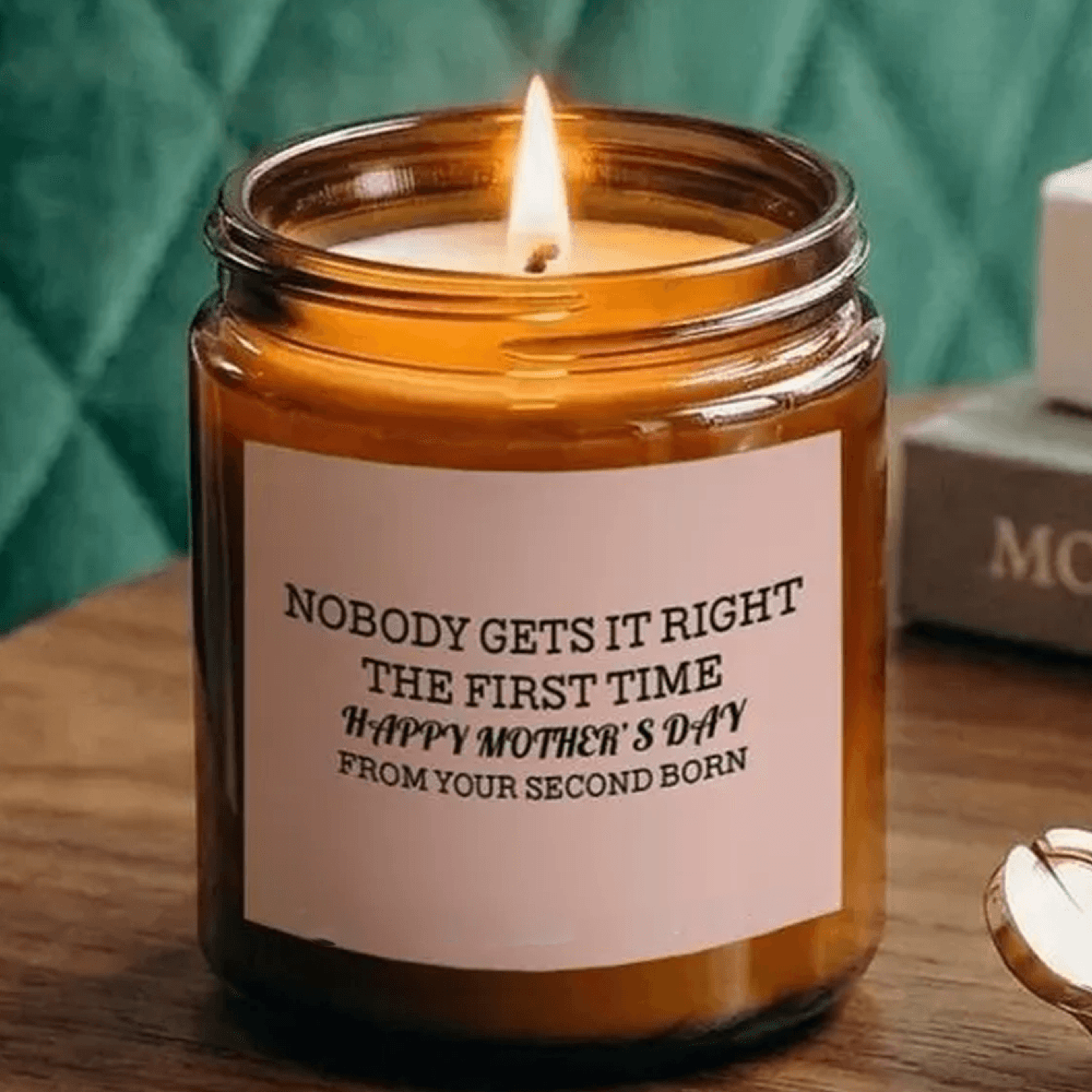 nobody gets it right the first time candle – funny mother's day gift from second born child