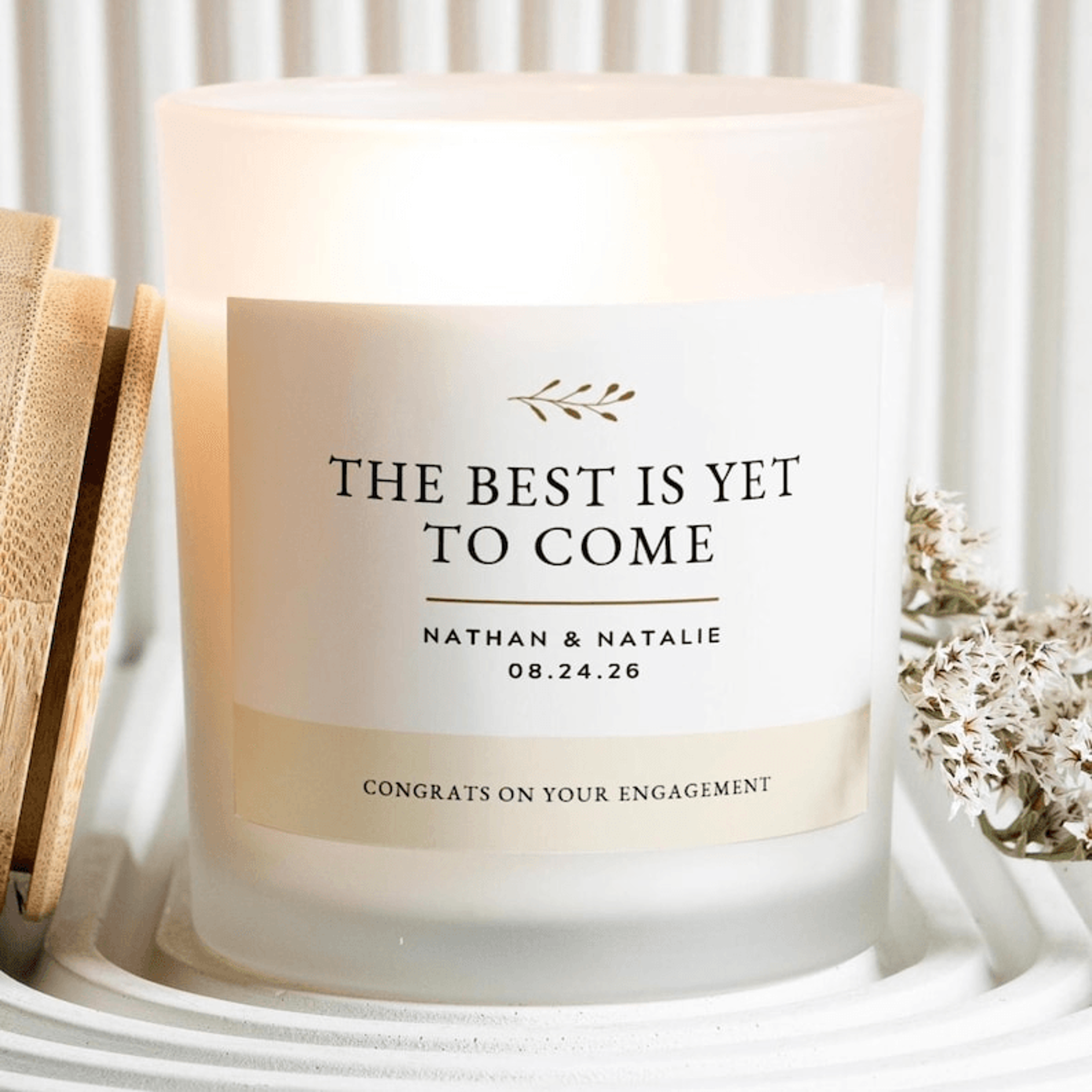 engagement candle gift for couple, personalized engagement candle, congratulations on your engagement gift