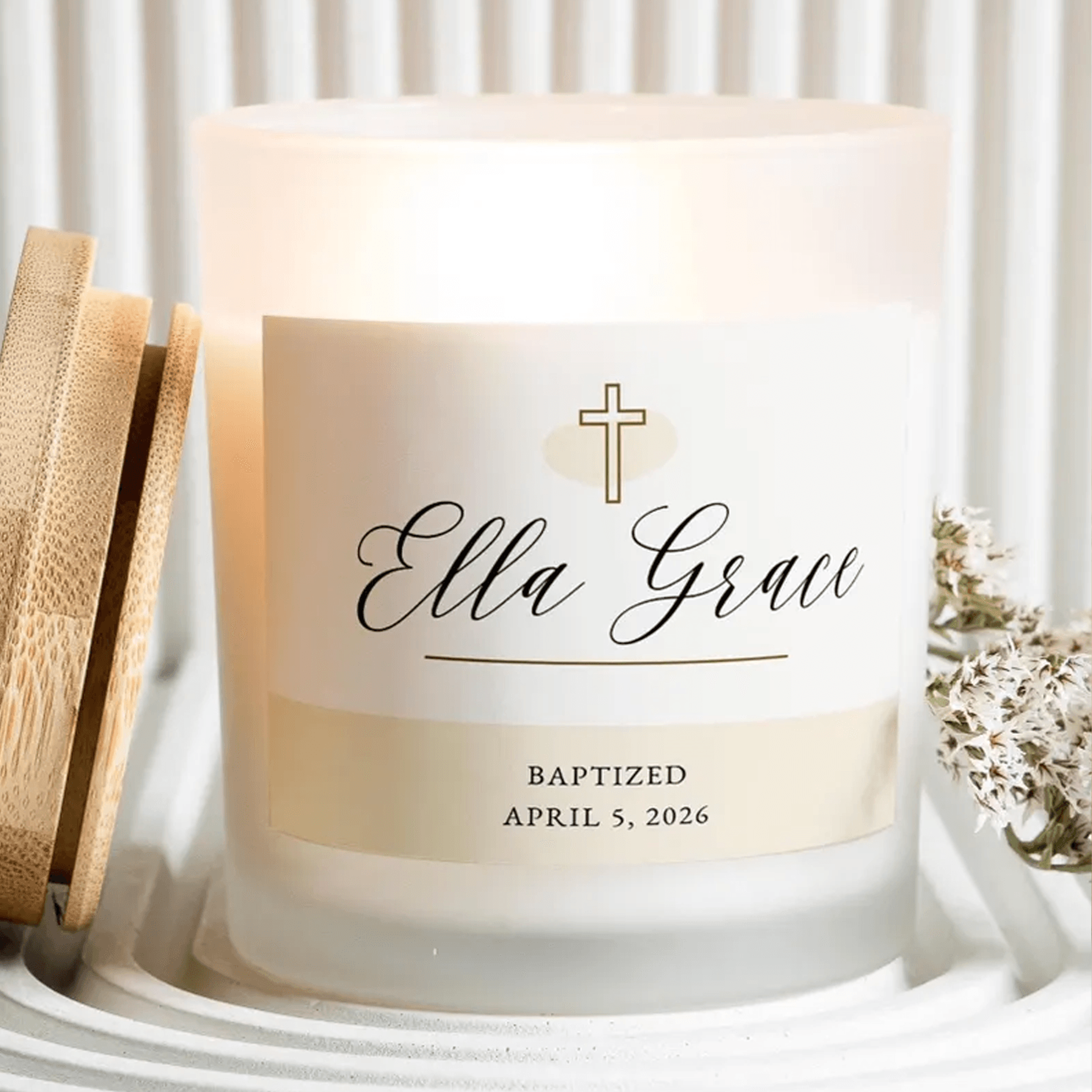 personalized baptism candle gift, custom christening candle, religious keepsake, baptized baby gift