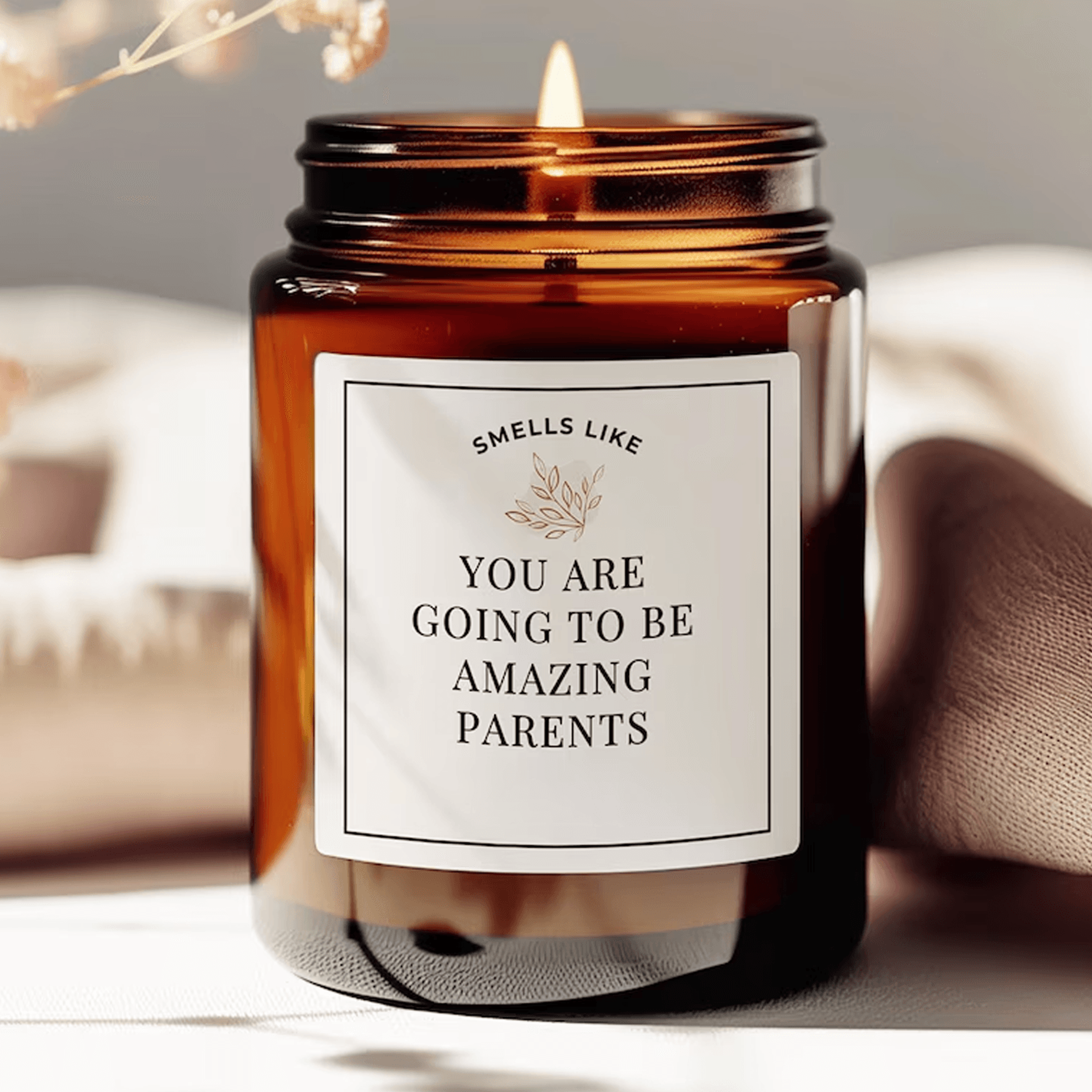 amazing parents candle, pregnancy announcement gift, new parents gift, personalized mom and dad candle, baby reveal