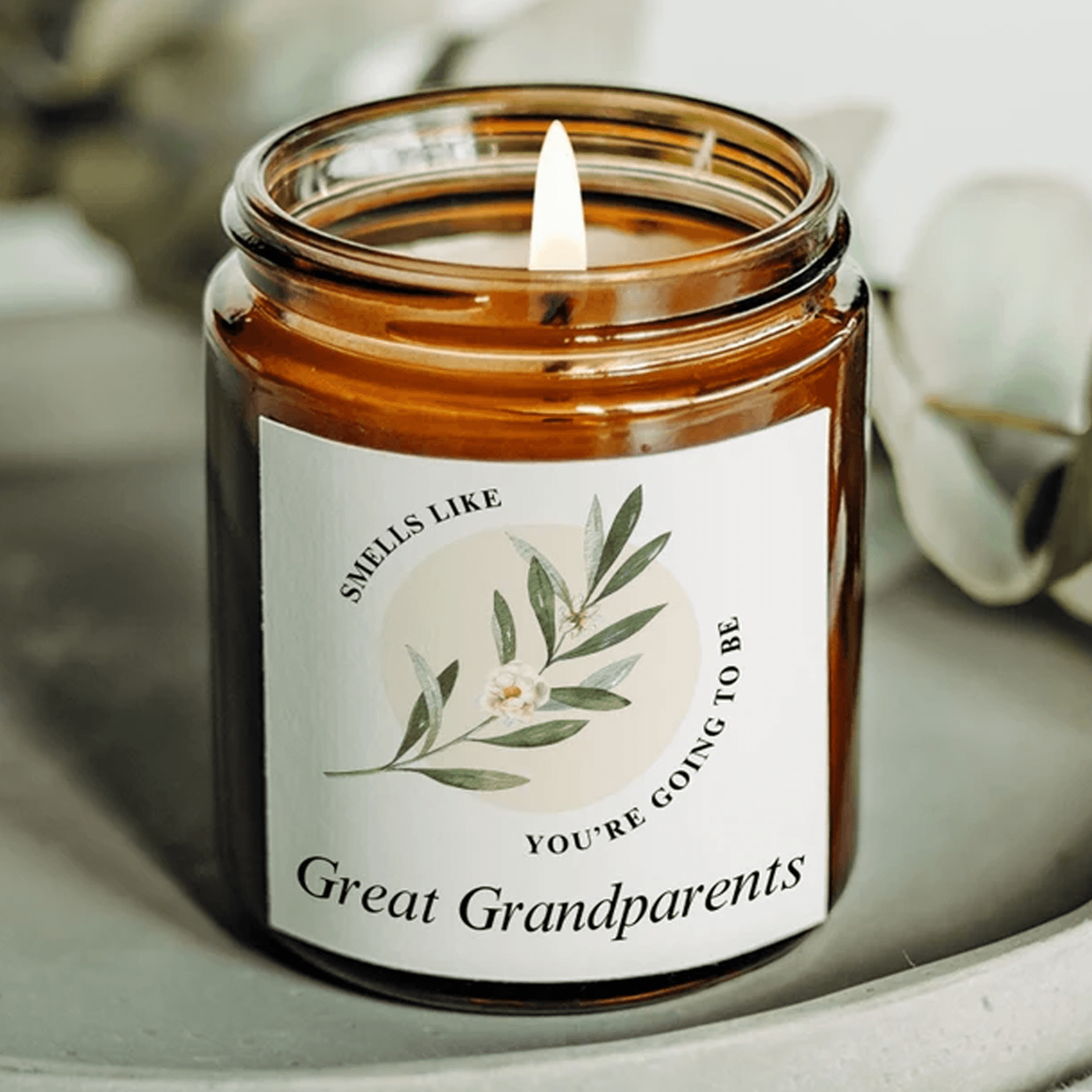 great grandparent pregnancy reveal candle, great grandma & great grandpa gift, baby announcement, new great grandparent