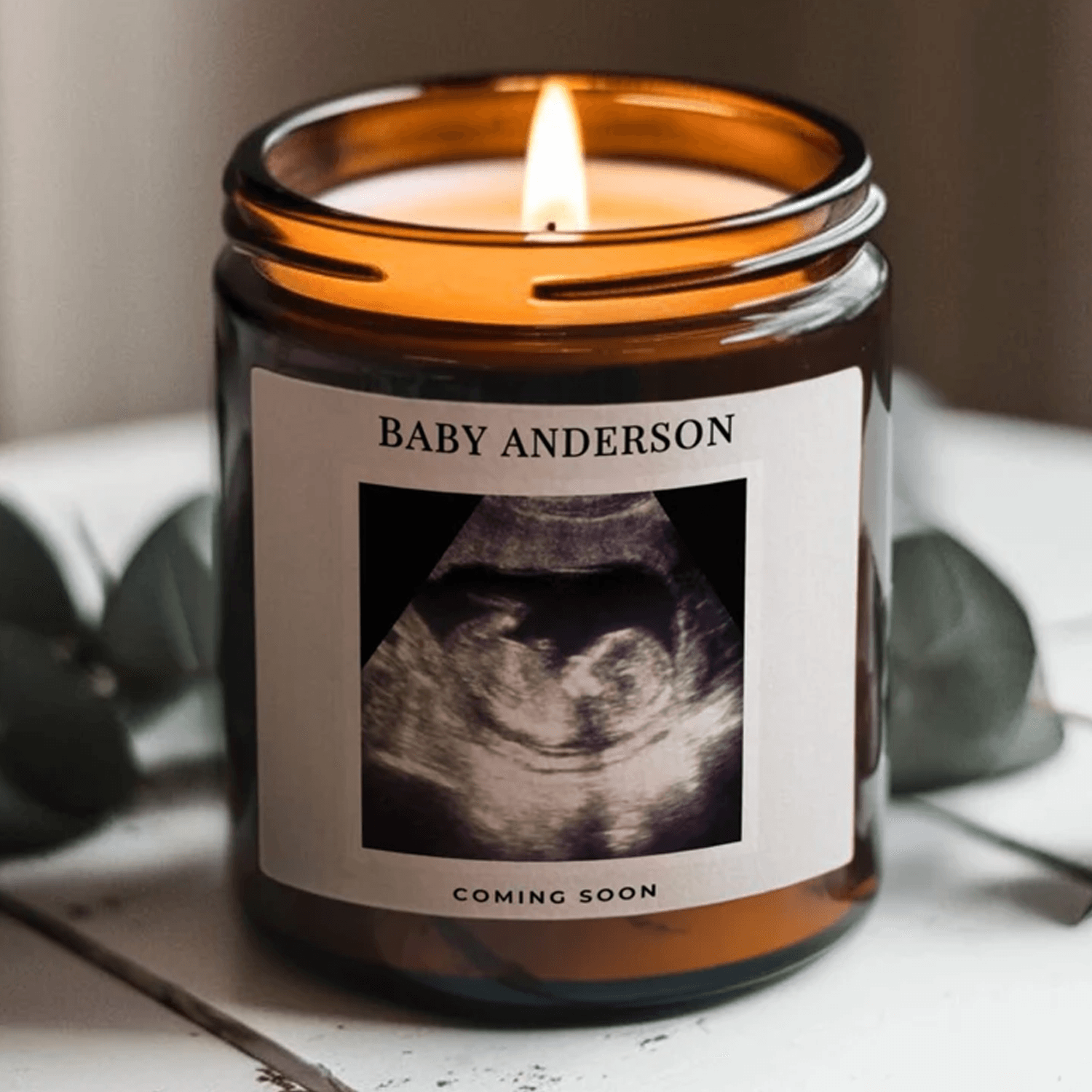 ultrasound pregnancy reveal candle, baby announcement gift, personalized sonogram candle, new baby surprise, expecting p
