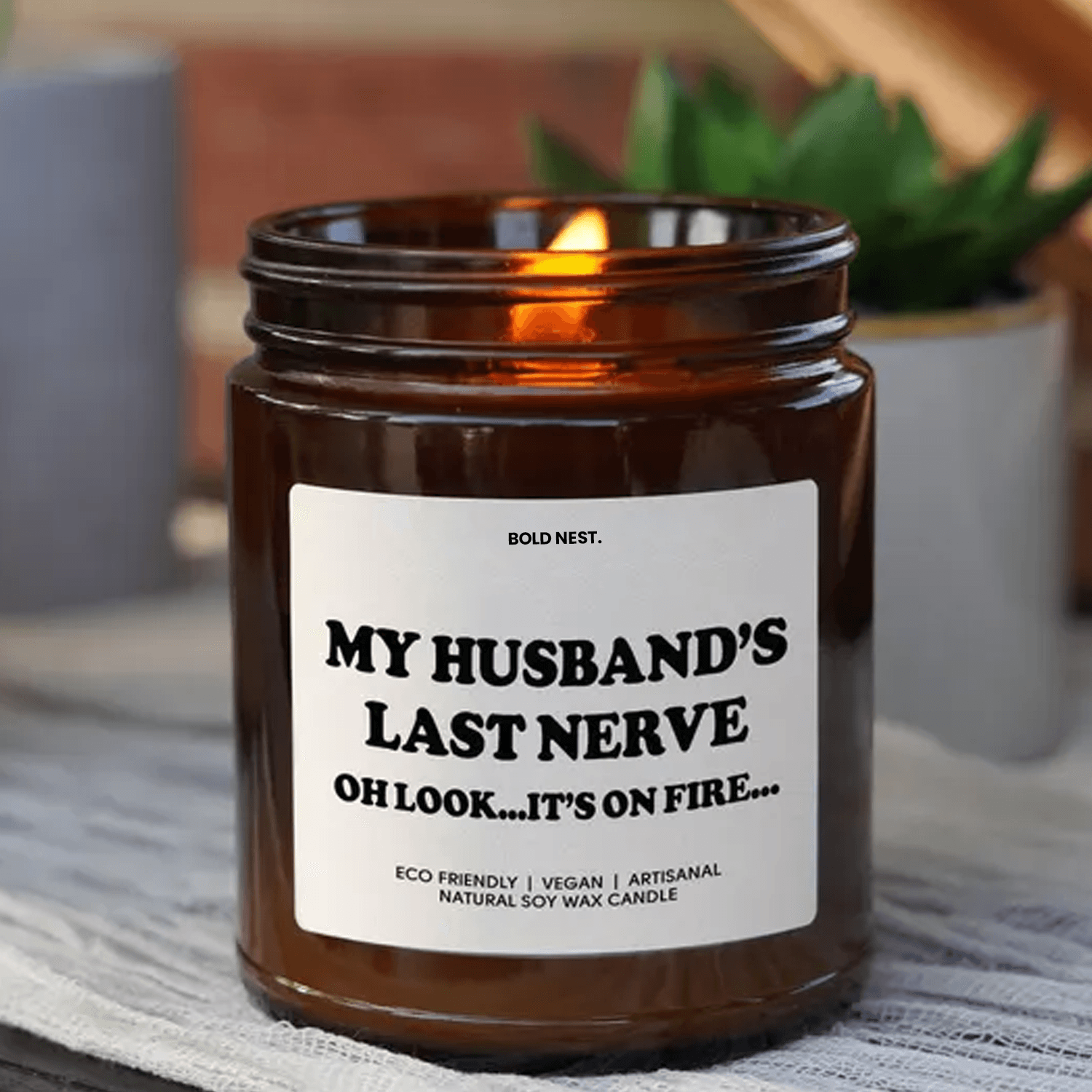 my husband's last nerve funny soy wax candle gift