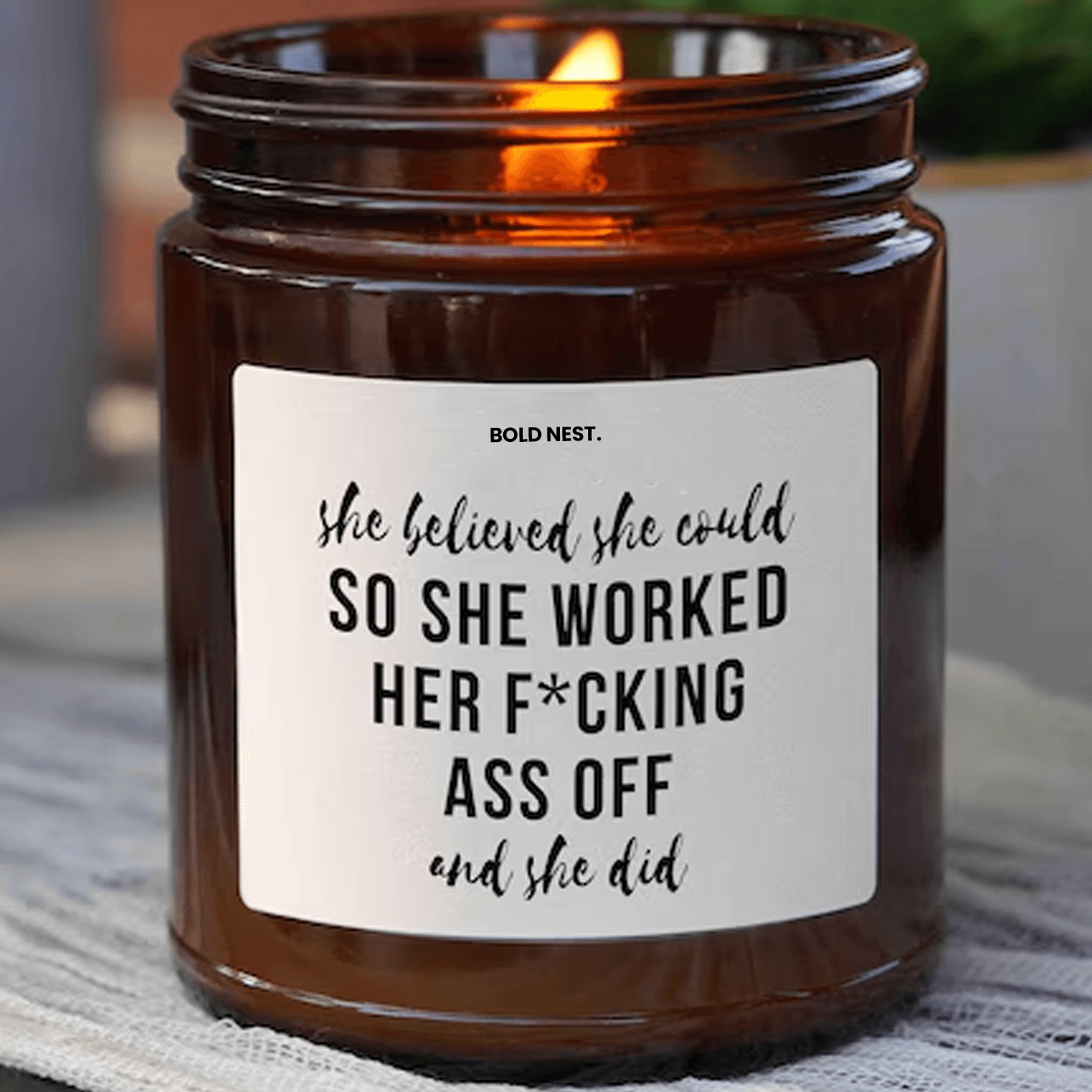 she believed she could so she did motivational soy candle gift