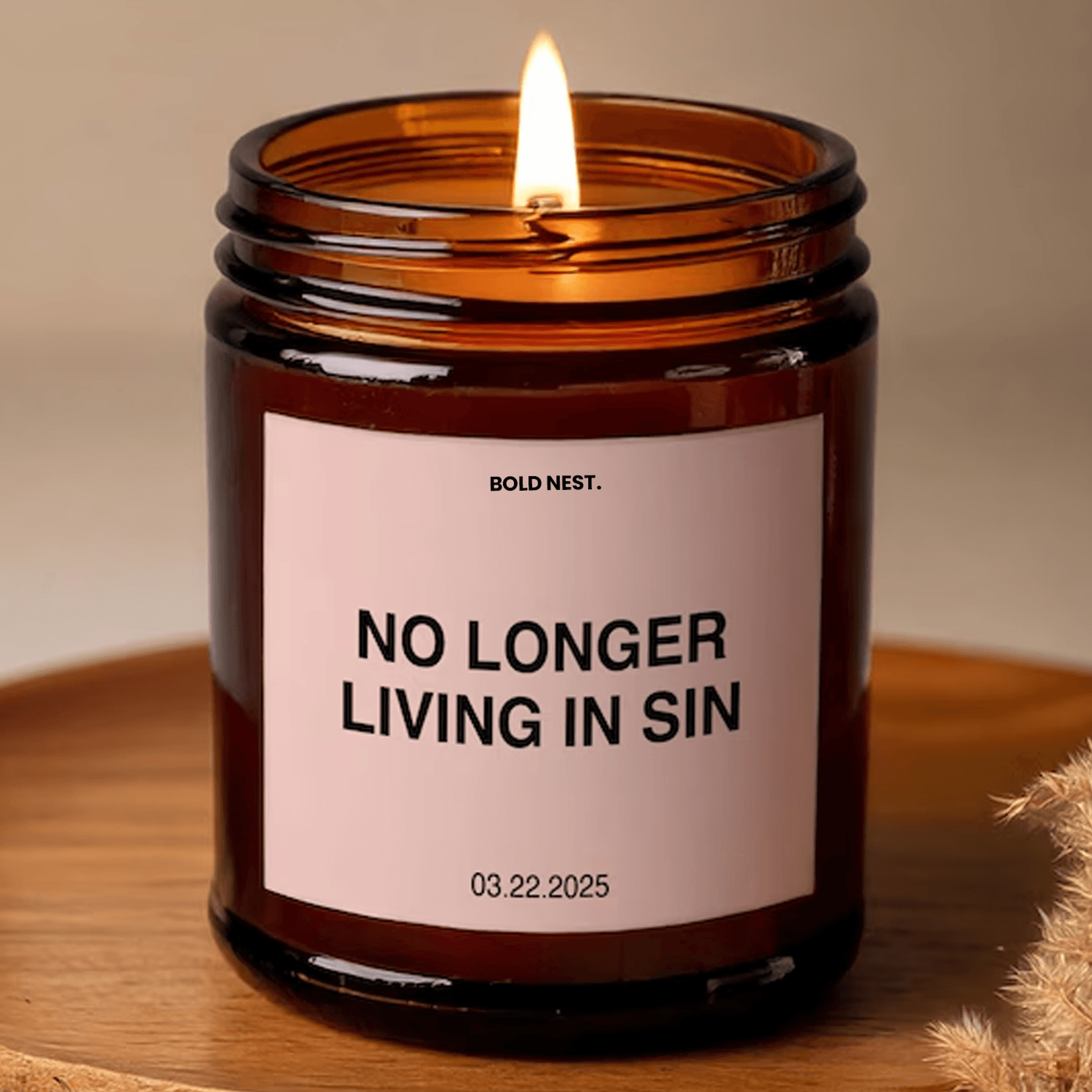 no longer living in sin wedding candle funny engagement gift