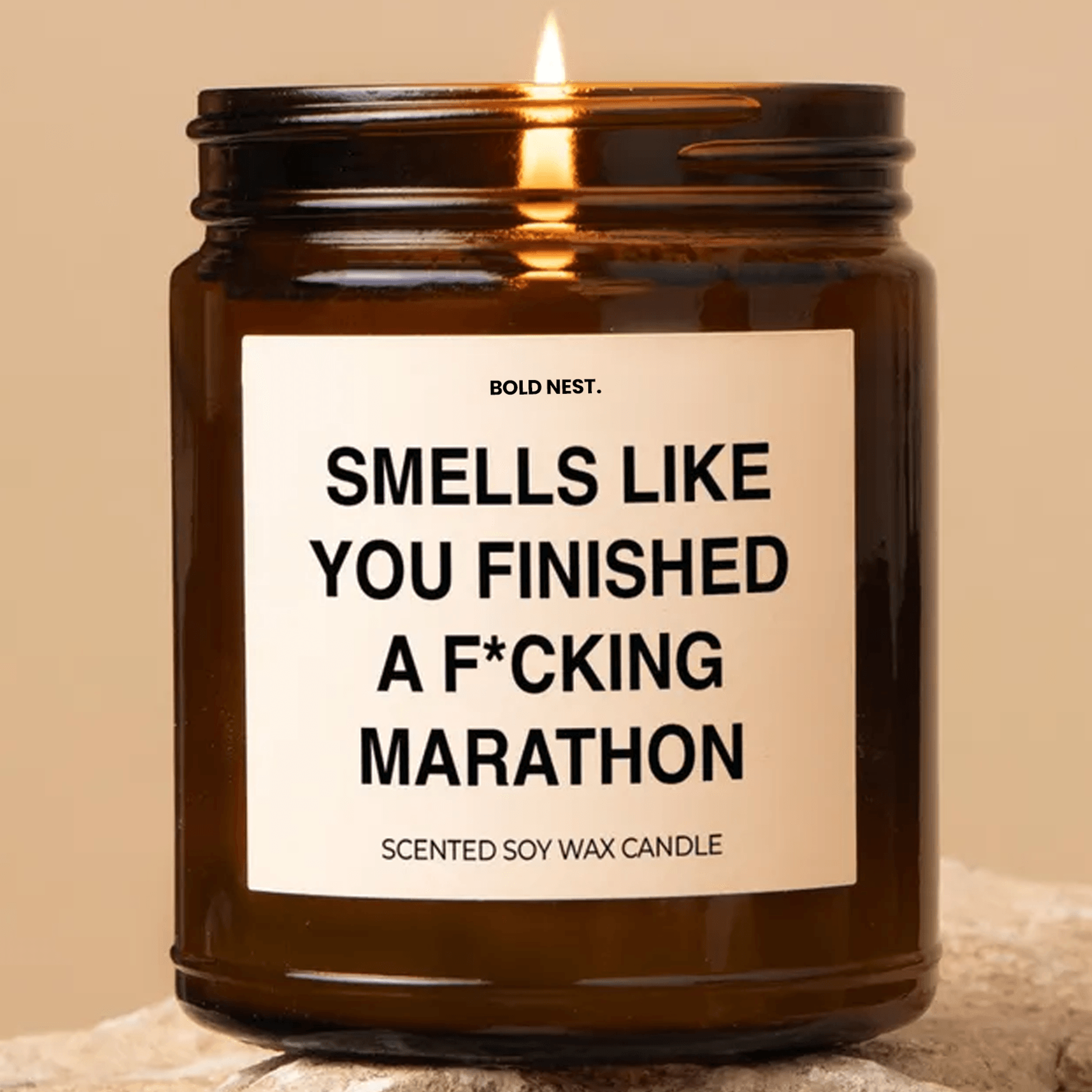 personalized marathon finisher candle gift – scented runner achievement keepsake for race day celebrations