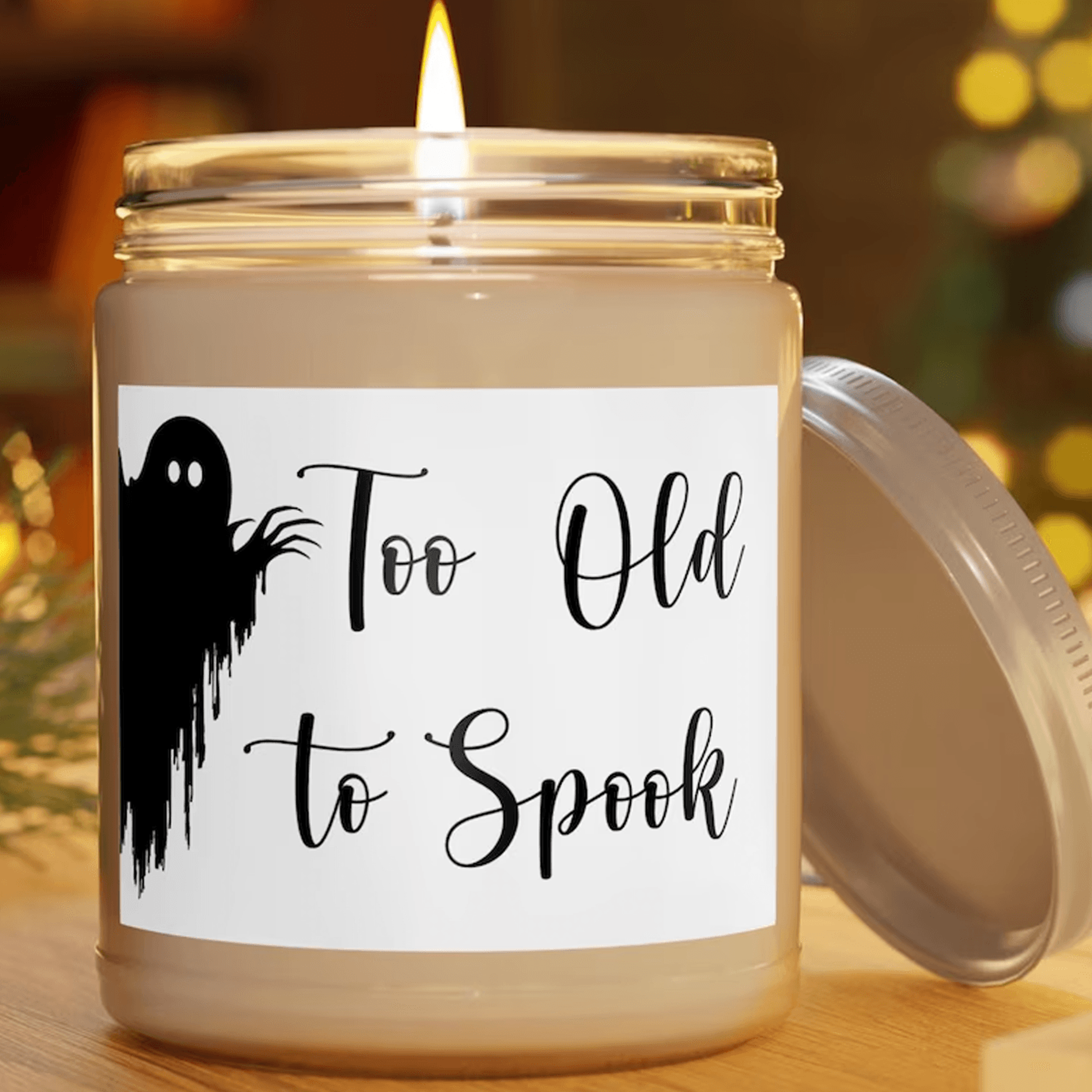 ghostly grandparents 9oz soy candle, halloween grandparents gift, cute ghost candle for grandma and grandpa, spooky fami