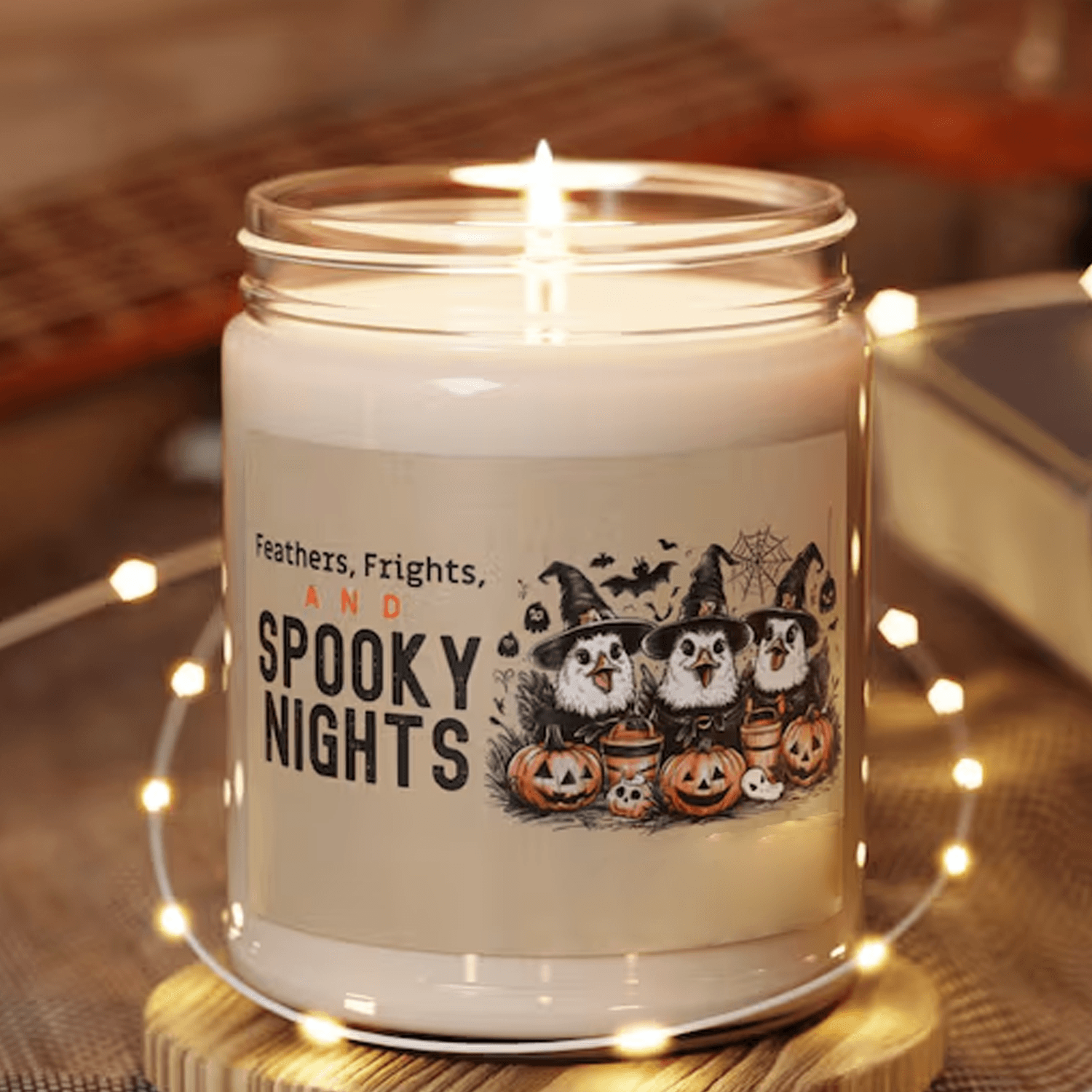 cute halloween chickens 9oz soy candle, funny chicken halloween candle, spooky farmhouse decor, fall chicken lover gift,