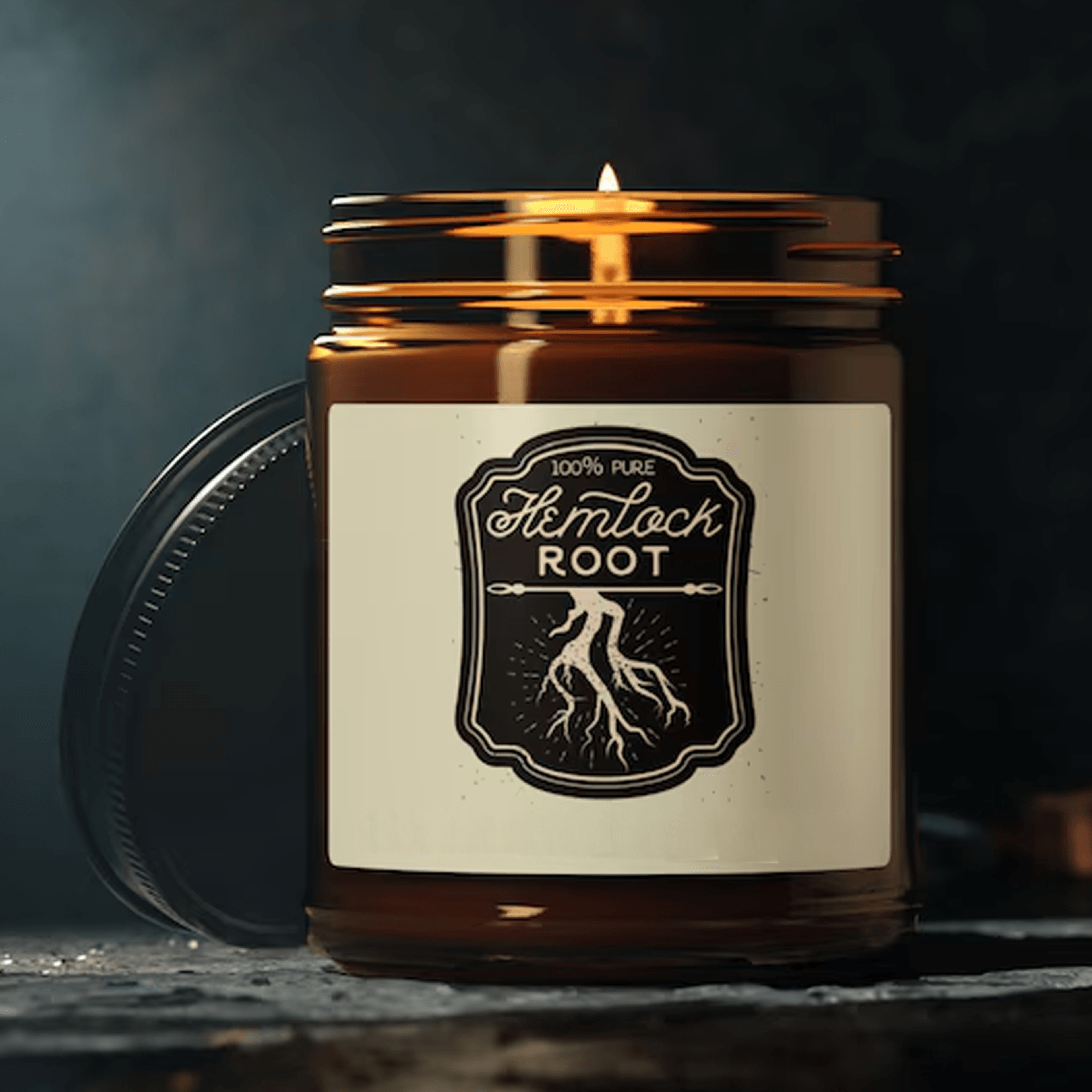 hemlock root 9oz soy candle, witch apothecary candle, gothic halloween decor, dark academia candle gift, spooky season h