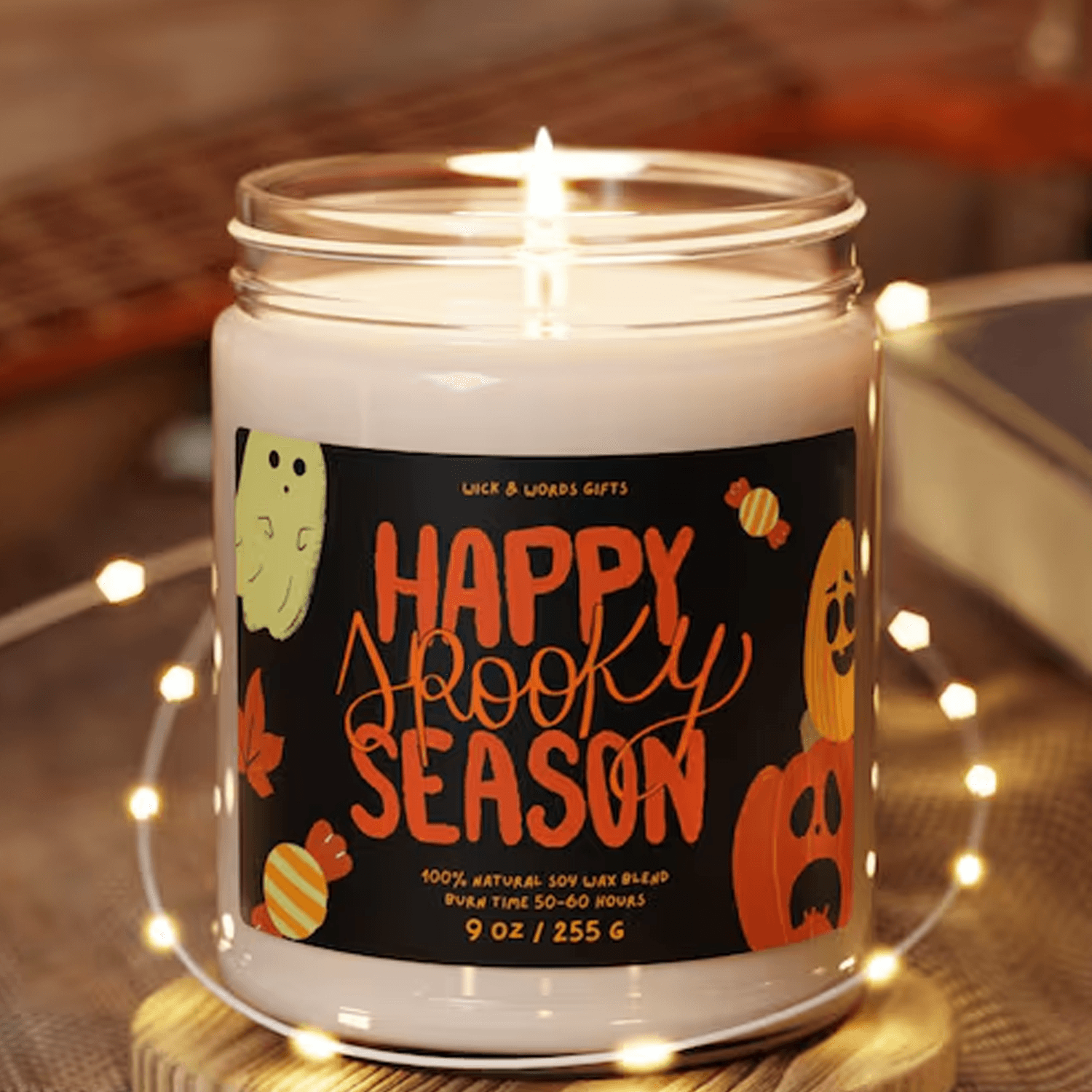 spooky season 9oz soy candle, halloween decor candle, cute ghost fall candle, autumn home fragrance, halloween gift idea