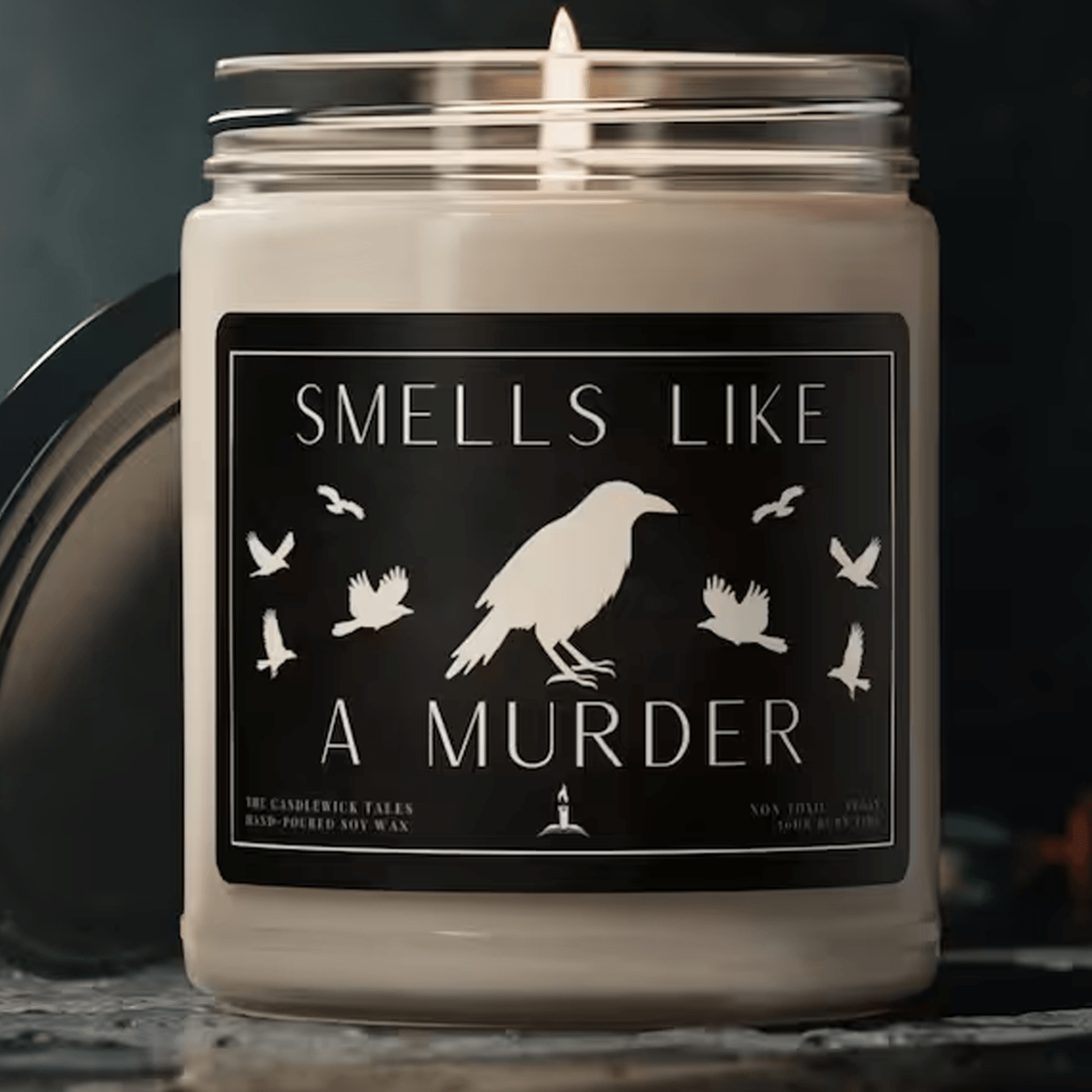 smells like a murder 9oz soy candle, funny true crime candle, murder mystery gift, spooky halloween decor, crime junkie