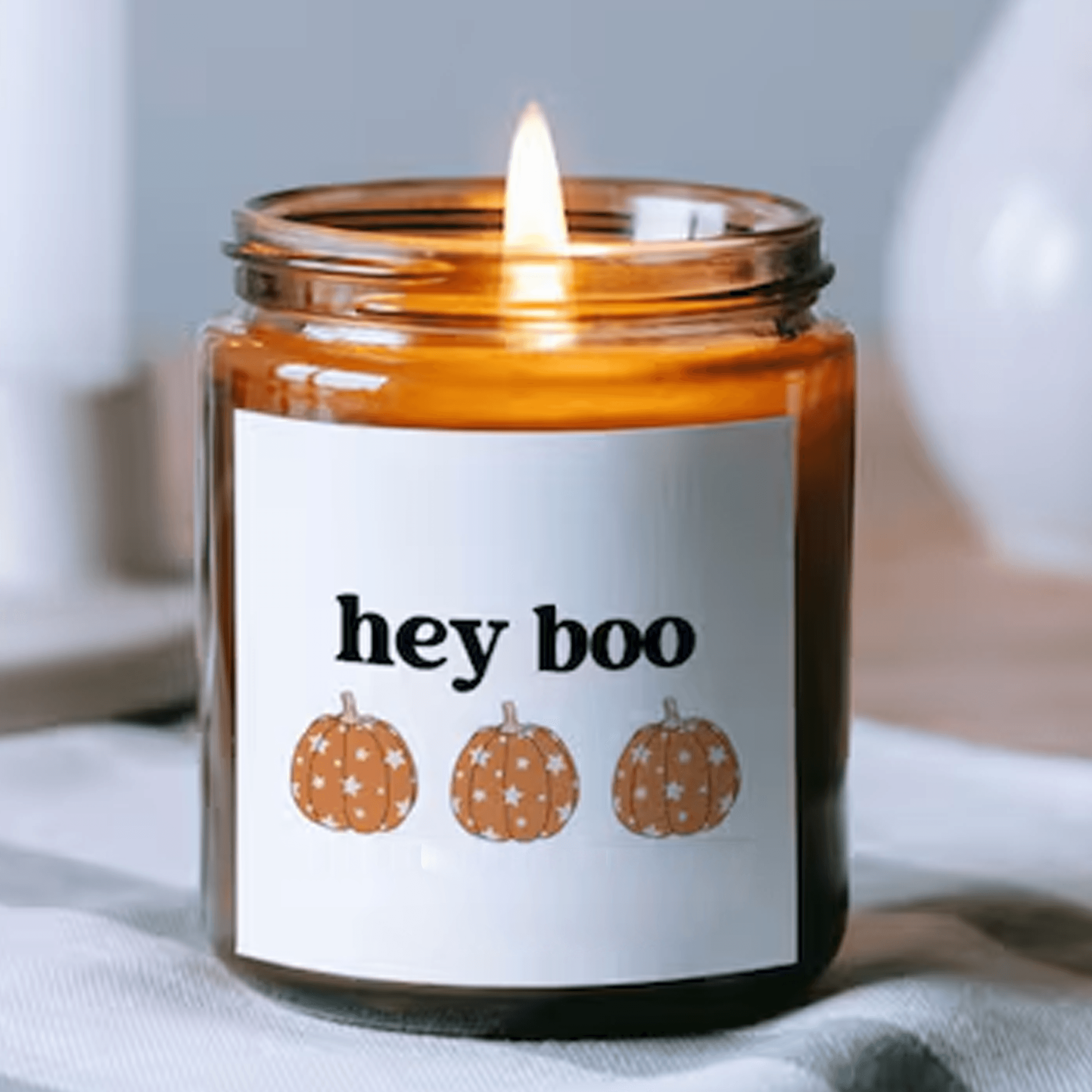 hey boo halloween 9oz soy candle, cute fall candle, spooky season decor, ghost candle gift, autumn home decor
