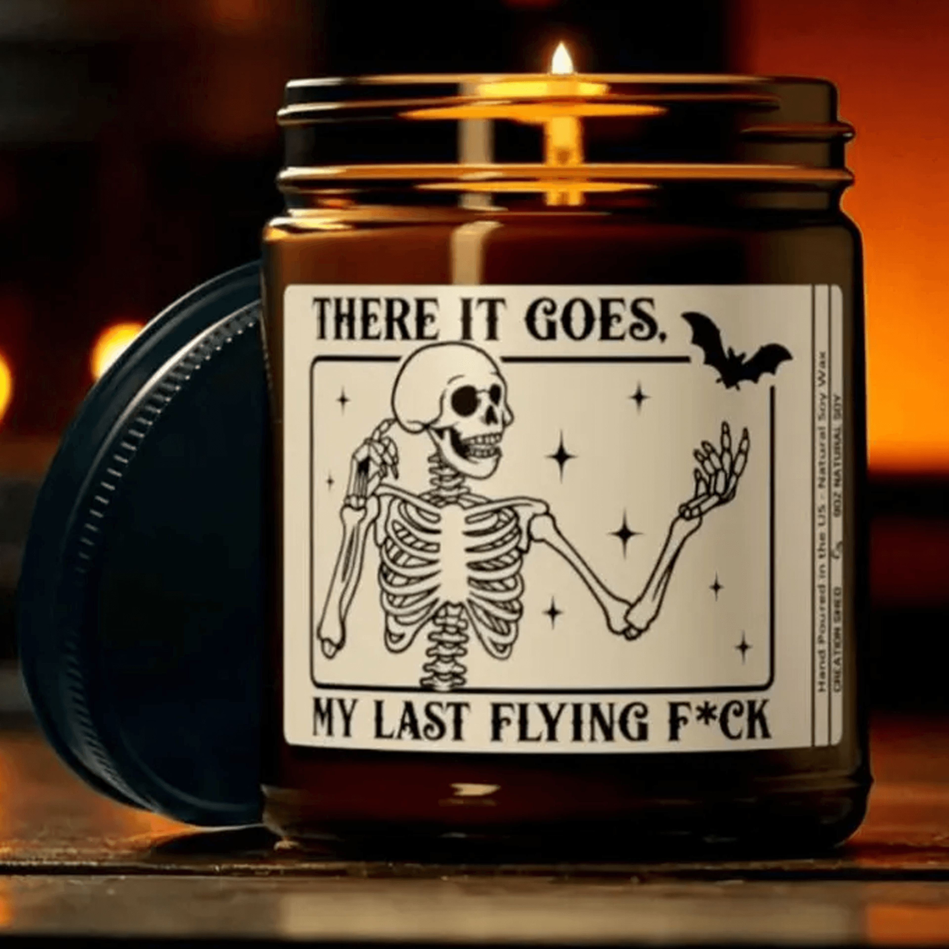 skeleton last fock 9oz soy candle, funny halloween candle, sarcastic gift, spooky decor, adult humor candle