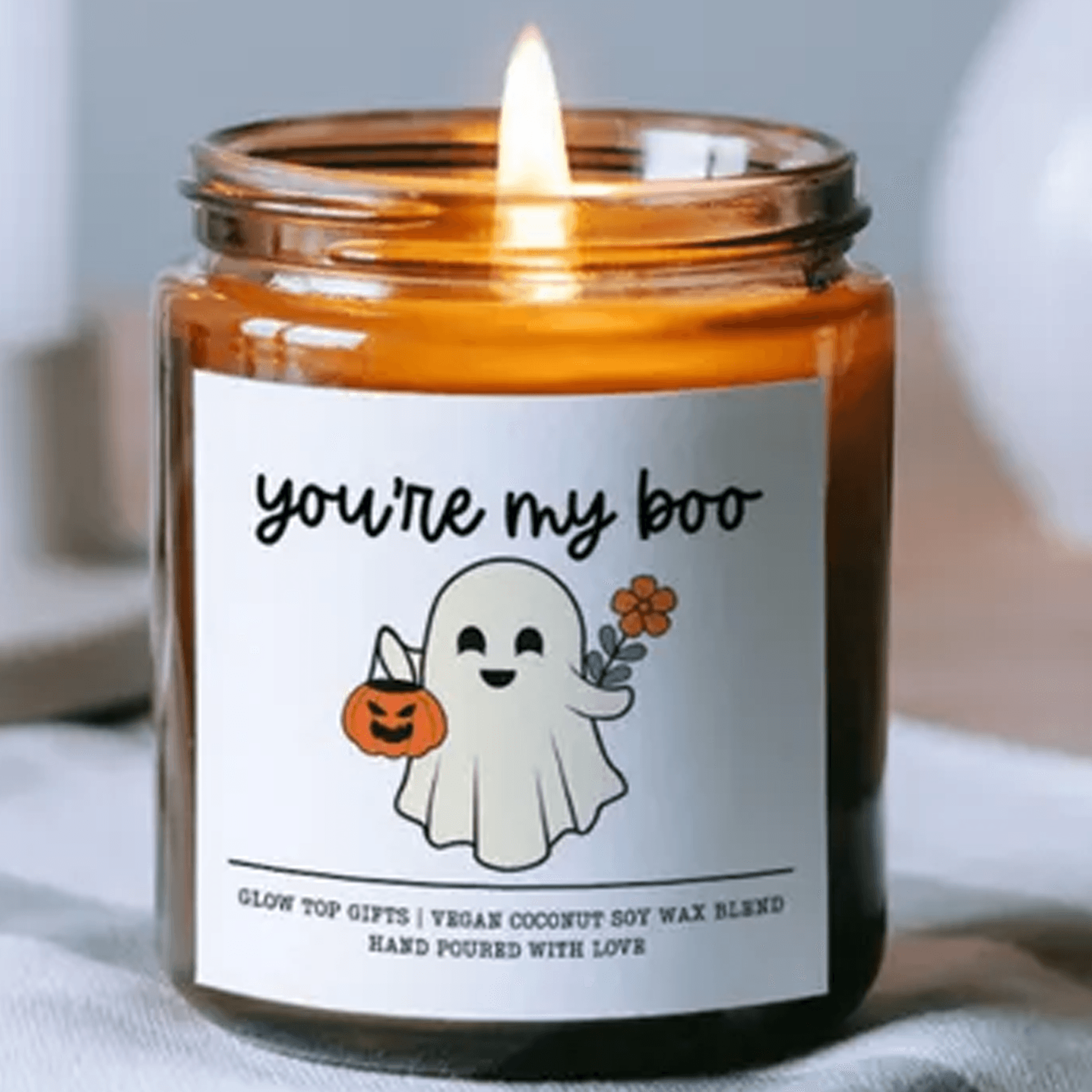 you're my boo halloween candle, cute ghost couple gift, romantic spooky decor, 9oz soy candle