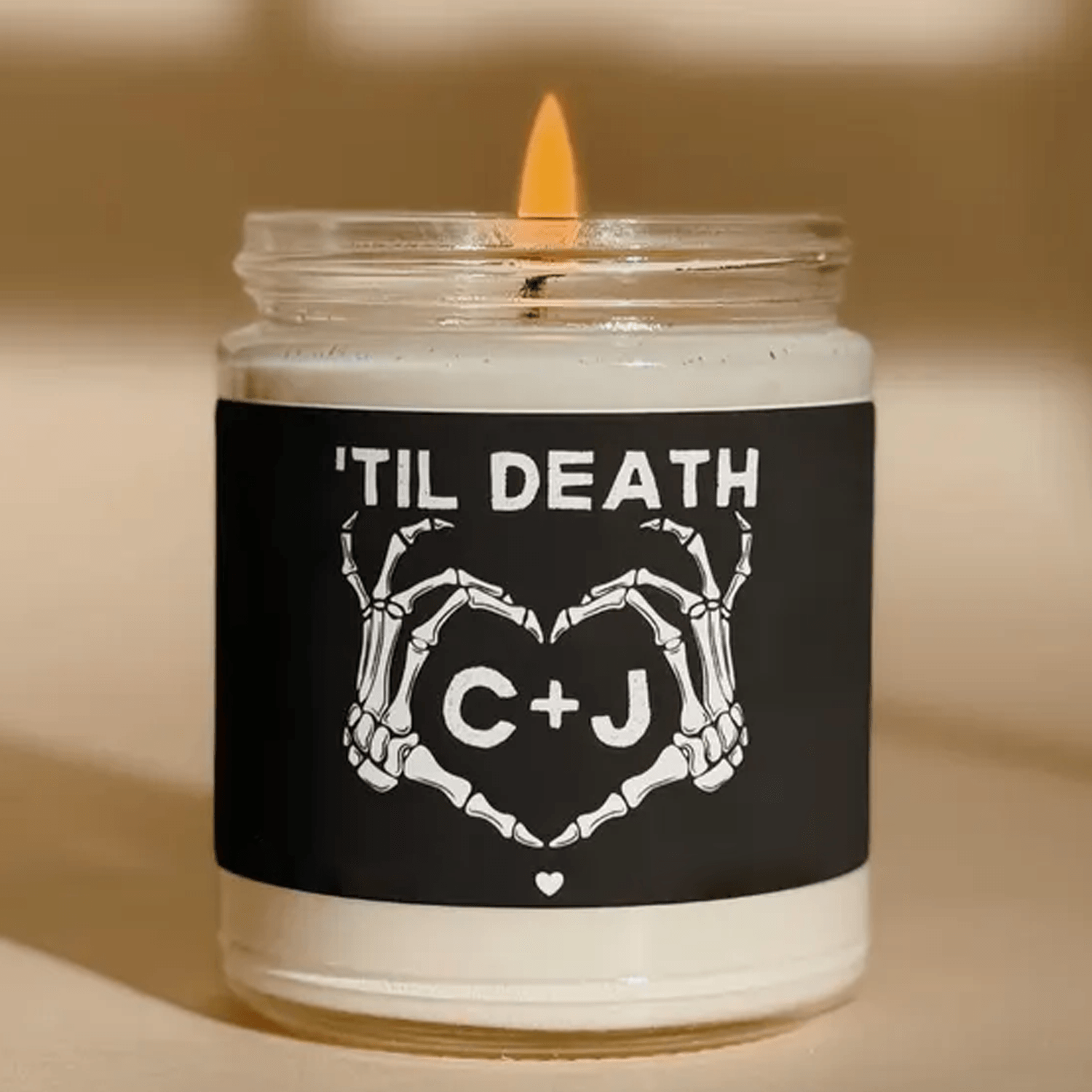 til death personalized candle, custom initials couple candle, gothic wedding gift, 9oz soy candle