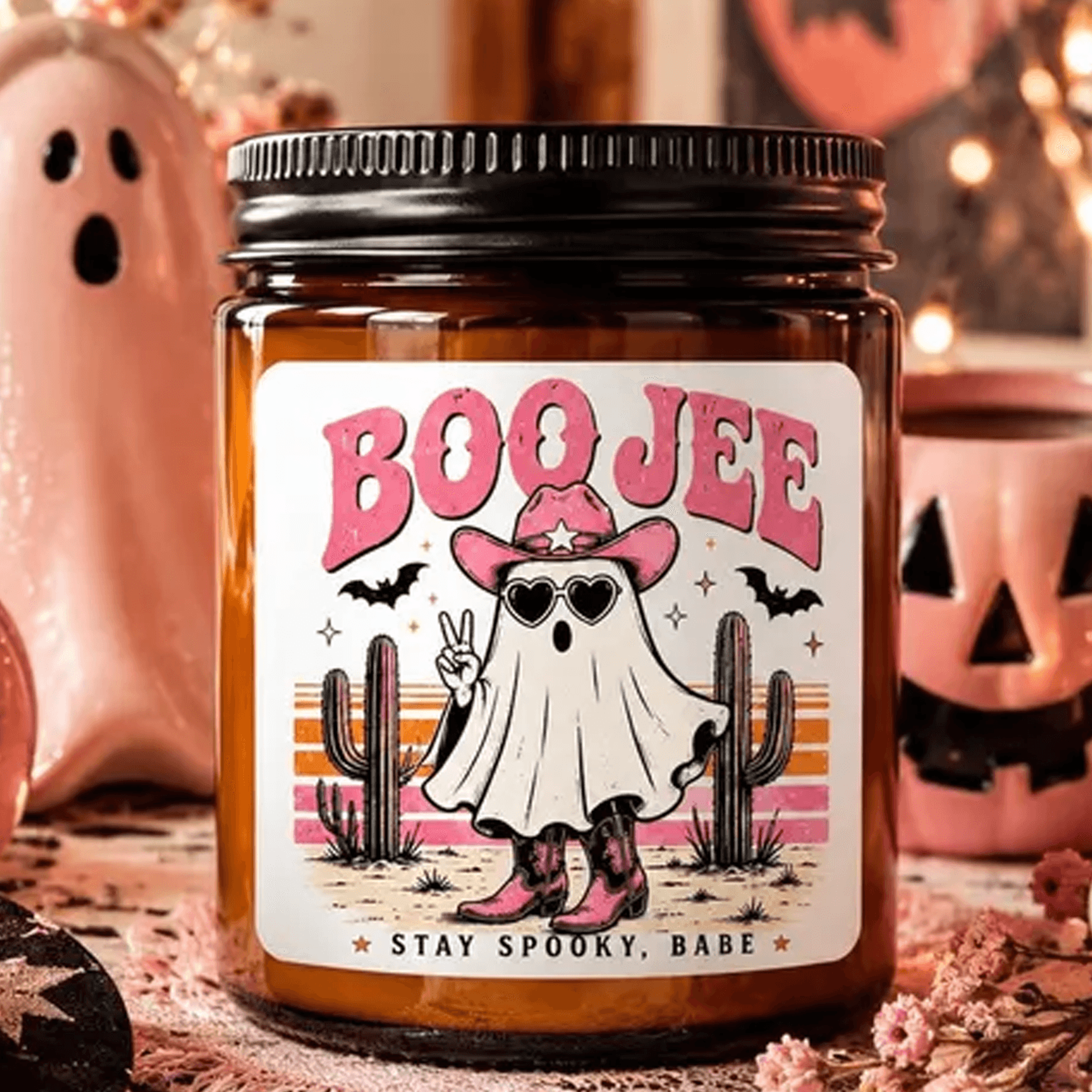 boo jee candle, stay spooky babe halloween candle, funny spooky decor, scented 9oz soy candle