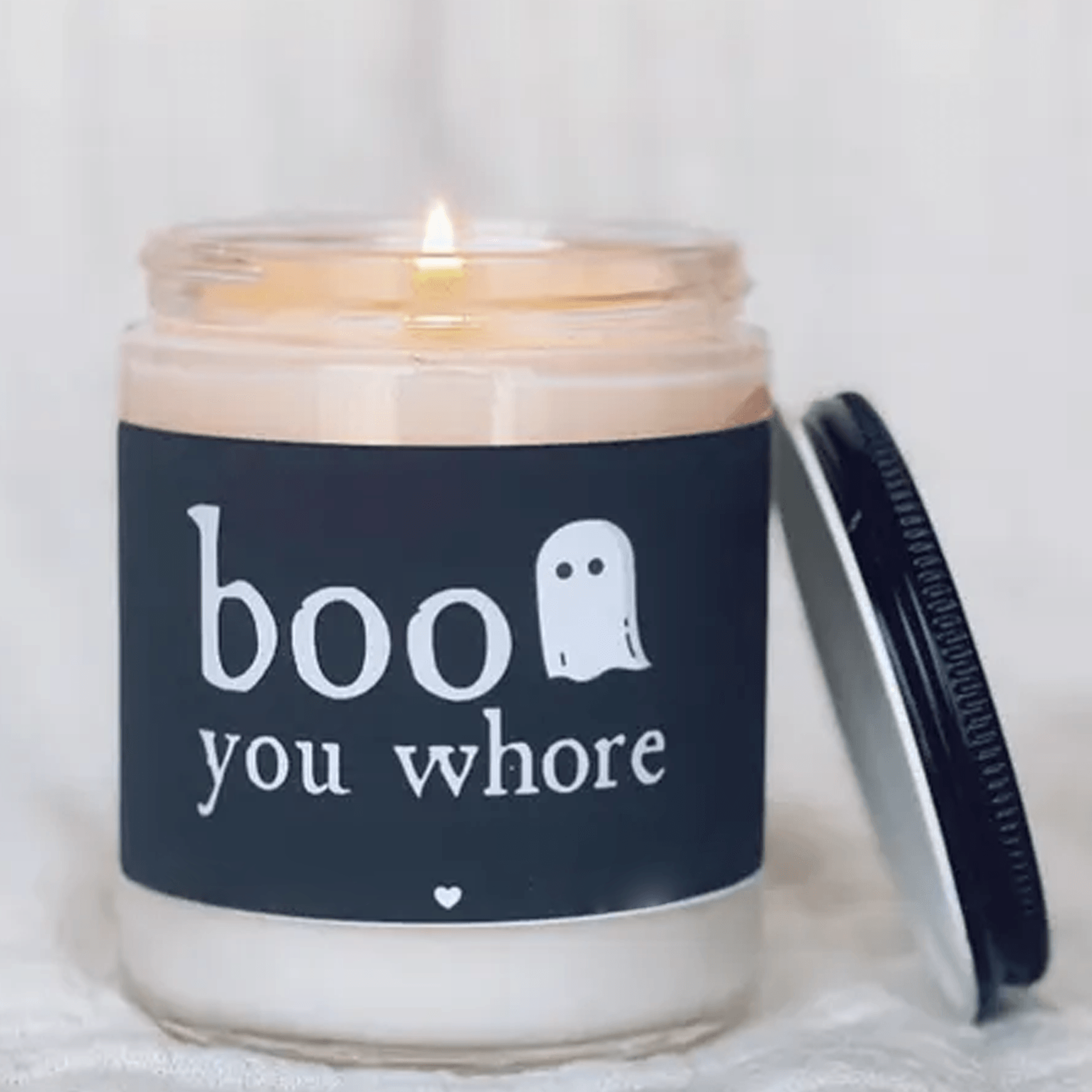 boo you whore 9oz soy candle, funny halloween candle, mean girls inspired gift, spooky season decor, fall candle