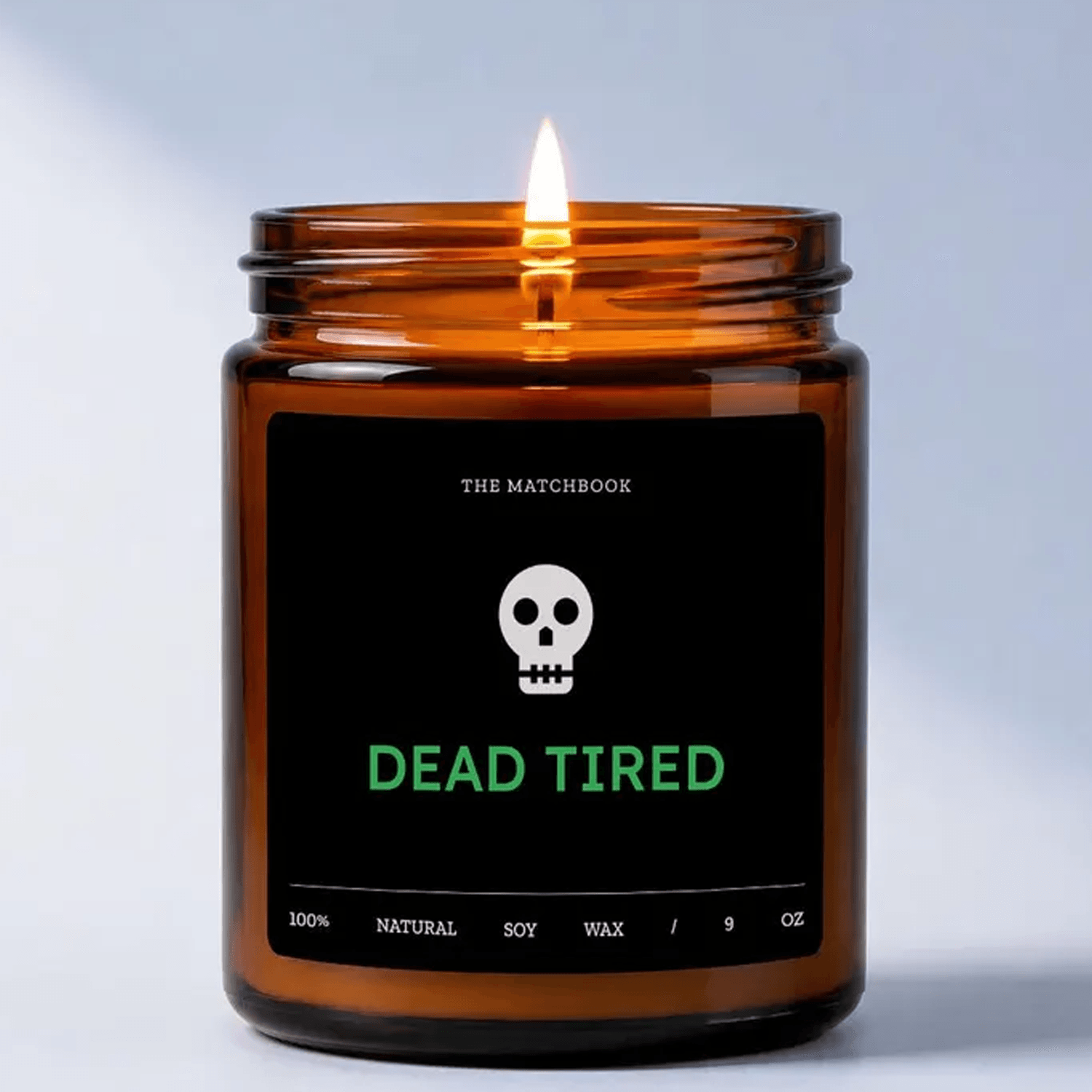 dead tired halloween 9oz soy candle, funny skeleton candle, spooky season decor, fall scented candle, halloween gift