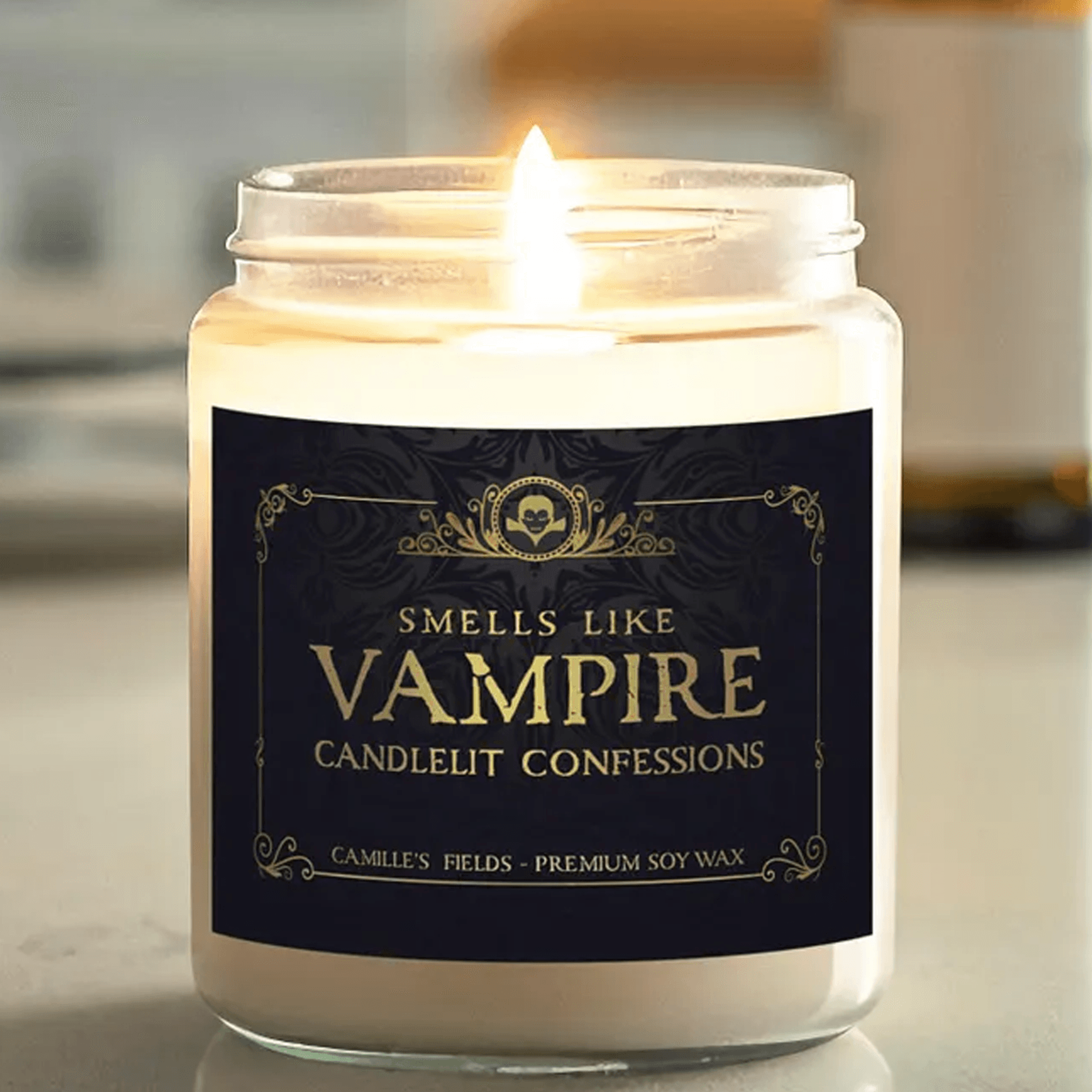 vampire 9oz soy candle, gothic halloween candle, dark academia decor, spooky season candle, halloween gift