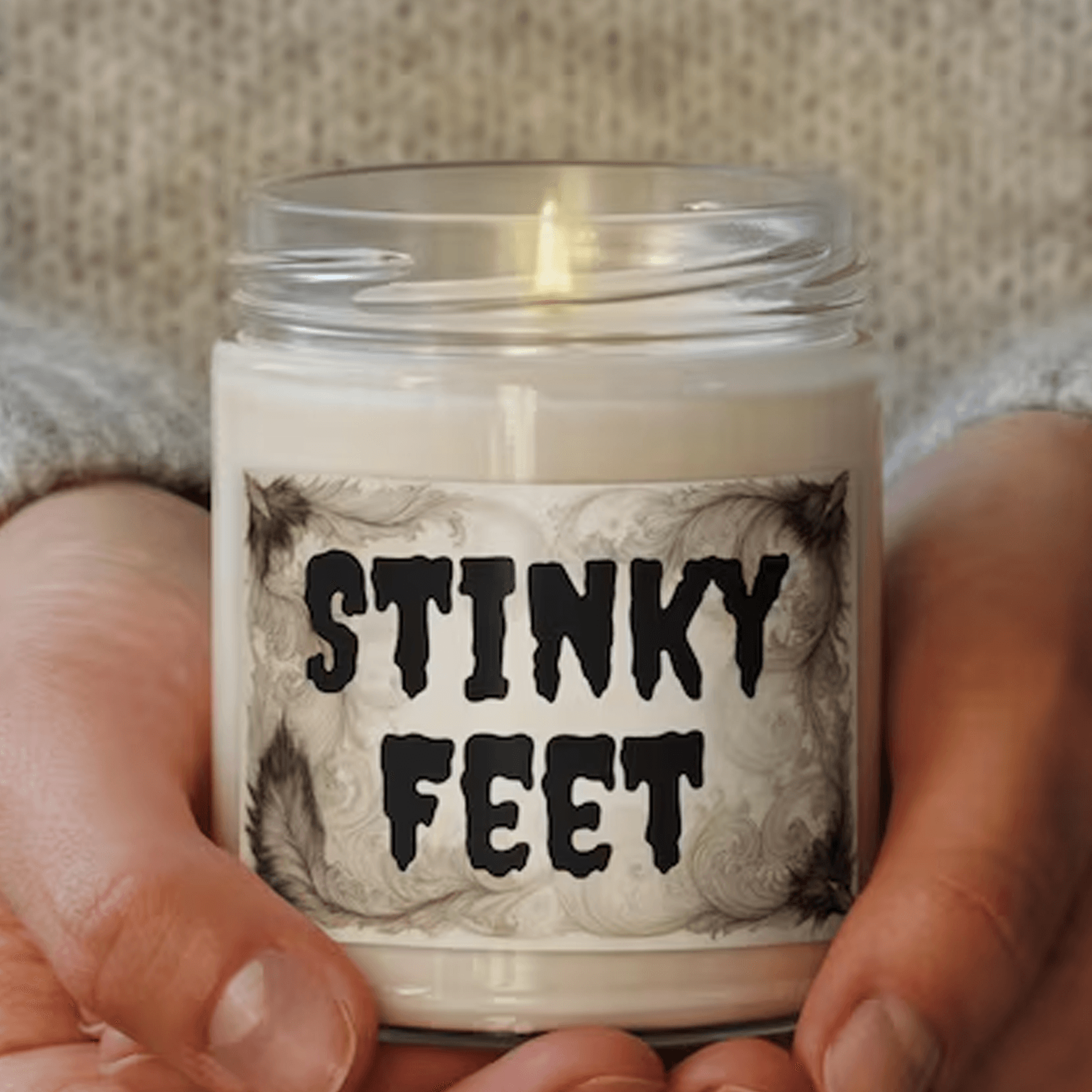stinky feet 9oz soy candle, funny gag gift candle, smelly feet candle, novelty candle gift, funny home decor
