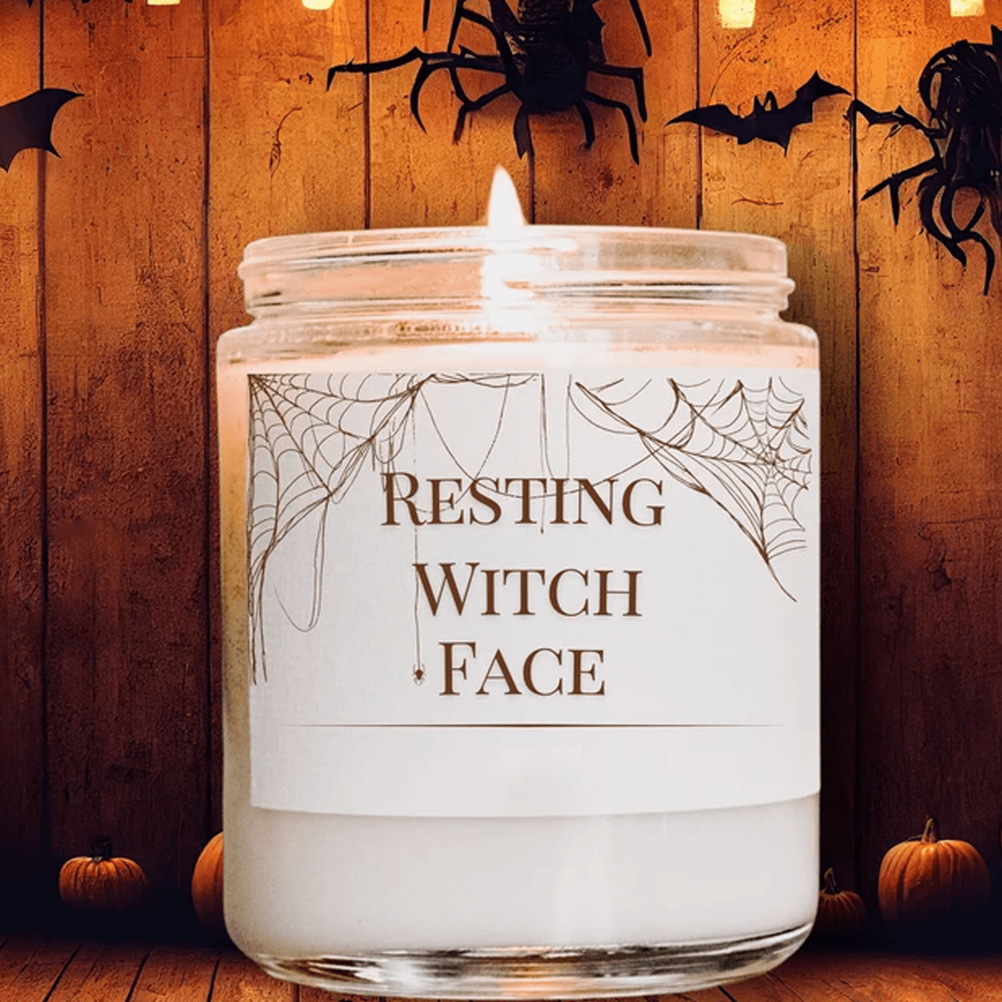 resting witch face 9oz soy candle, funny witch candle, halloween candle, spooky season decor, witchy halloween gift