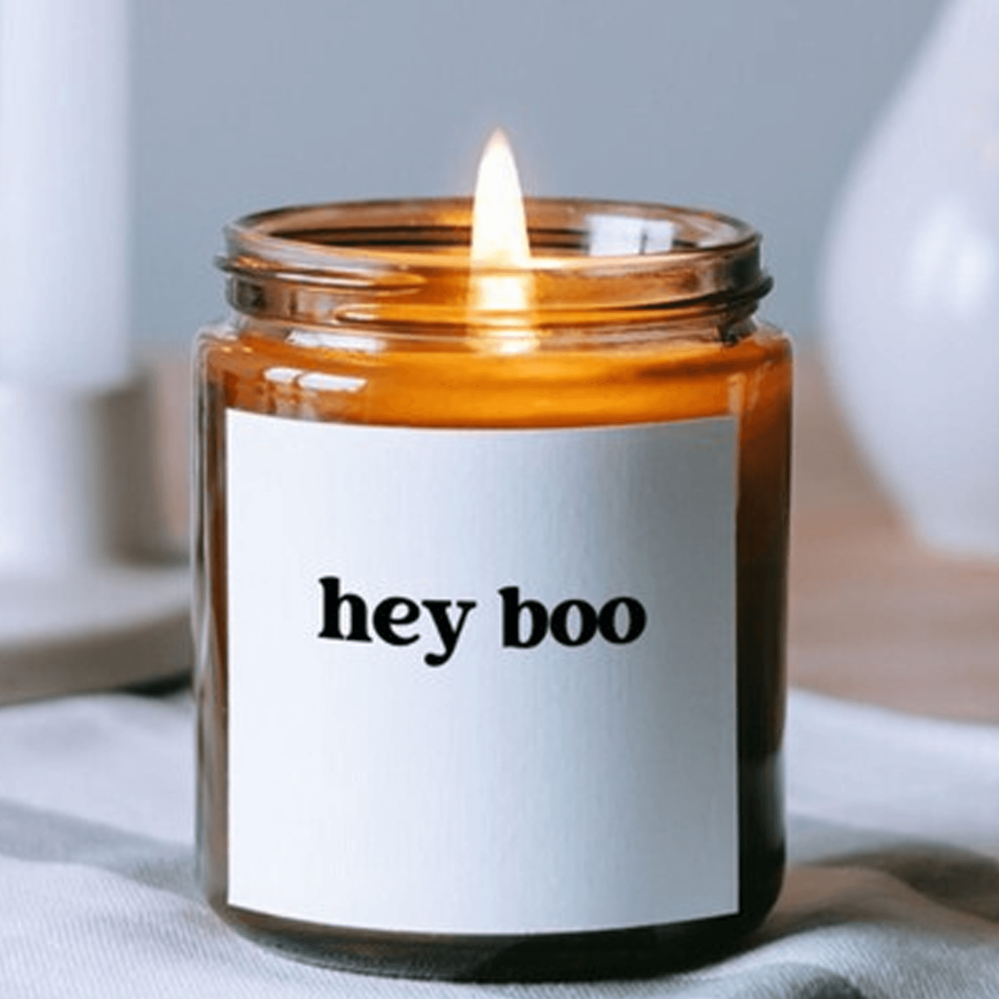 hey boo 9oz soy candle, cute halloween candle, ghost fall candle, spooky season decor, halloween gift, fall home decor