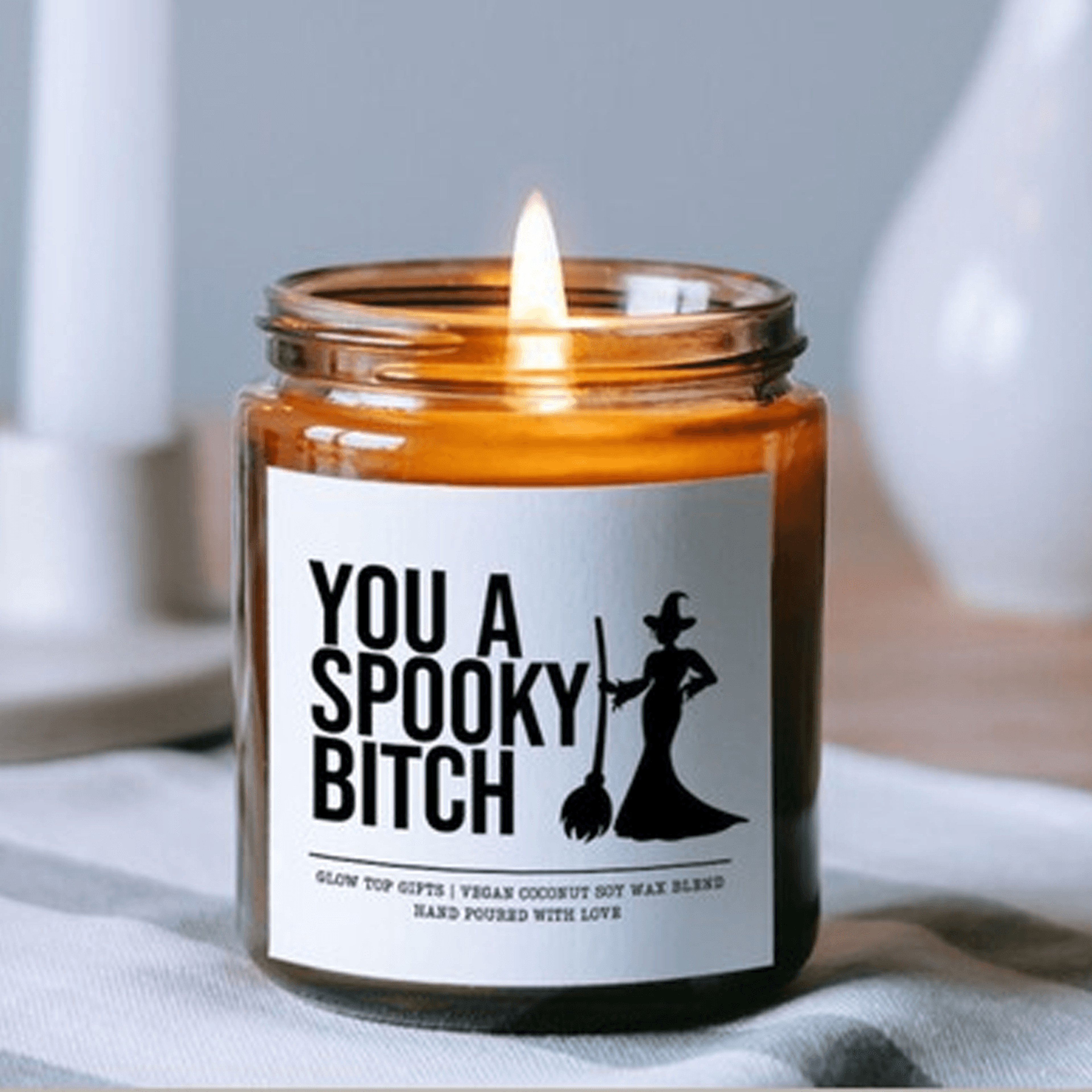you a spooky bitch 9oz soy candle, funny halloween candle, witchy halloween decor, spooky season gift, fall candle