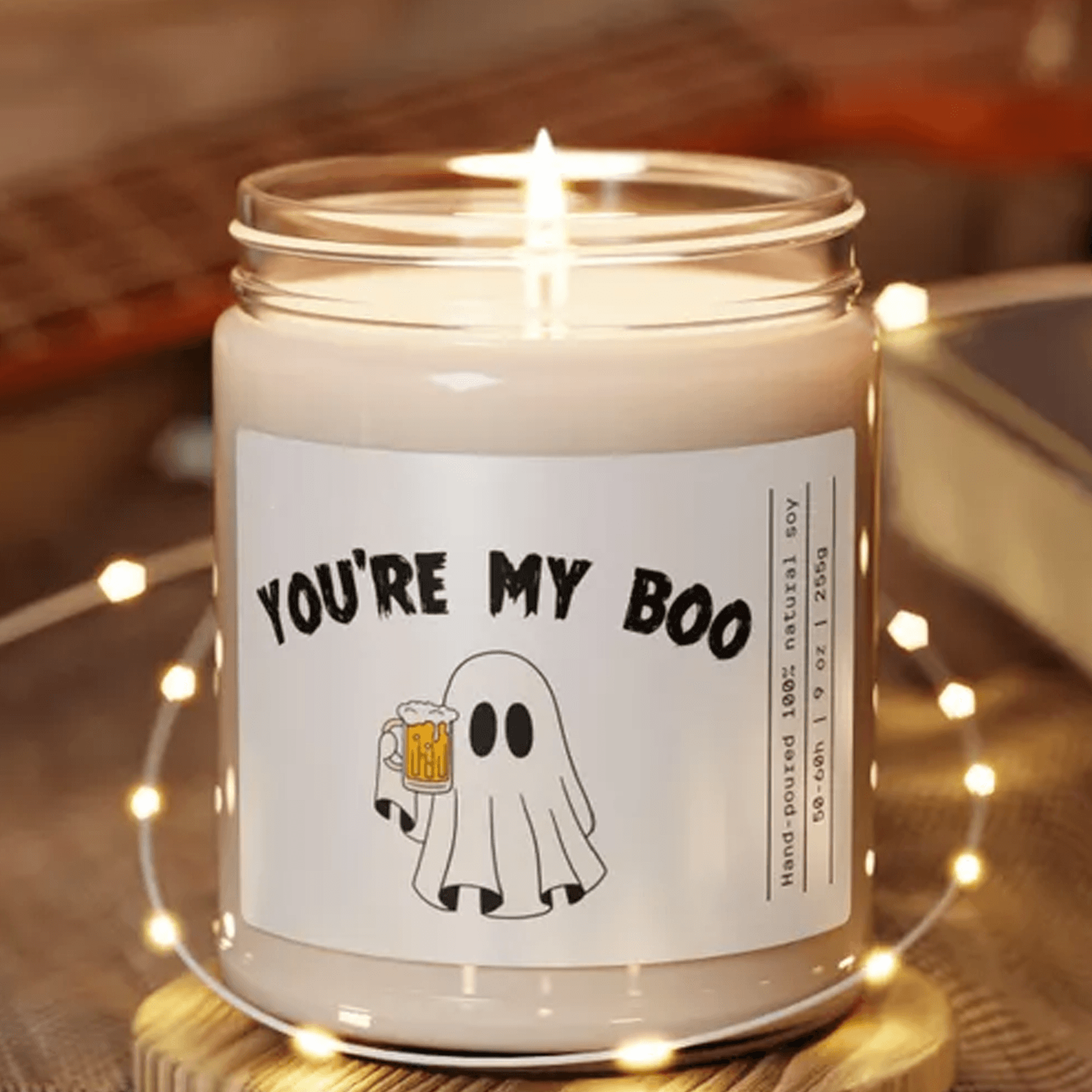 you're my boo 9oz soy candle, cute ghost halloween candle, romantic couple gift, spooky season decor, fall candle