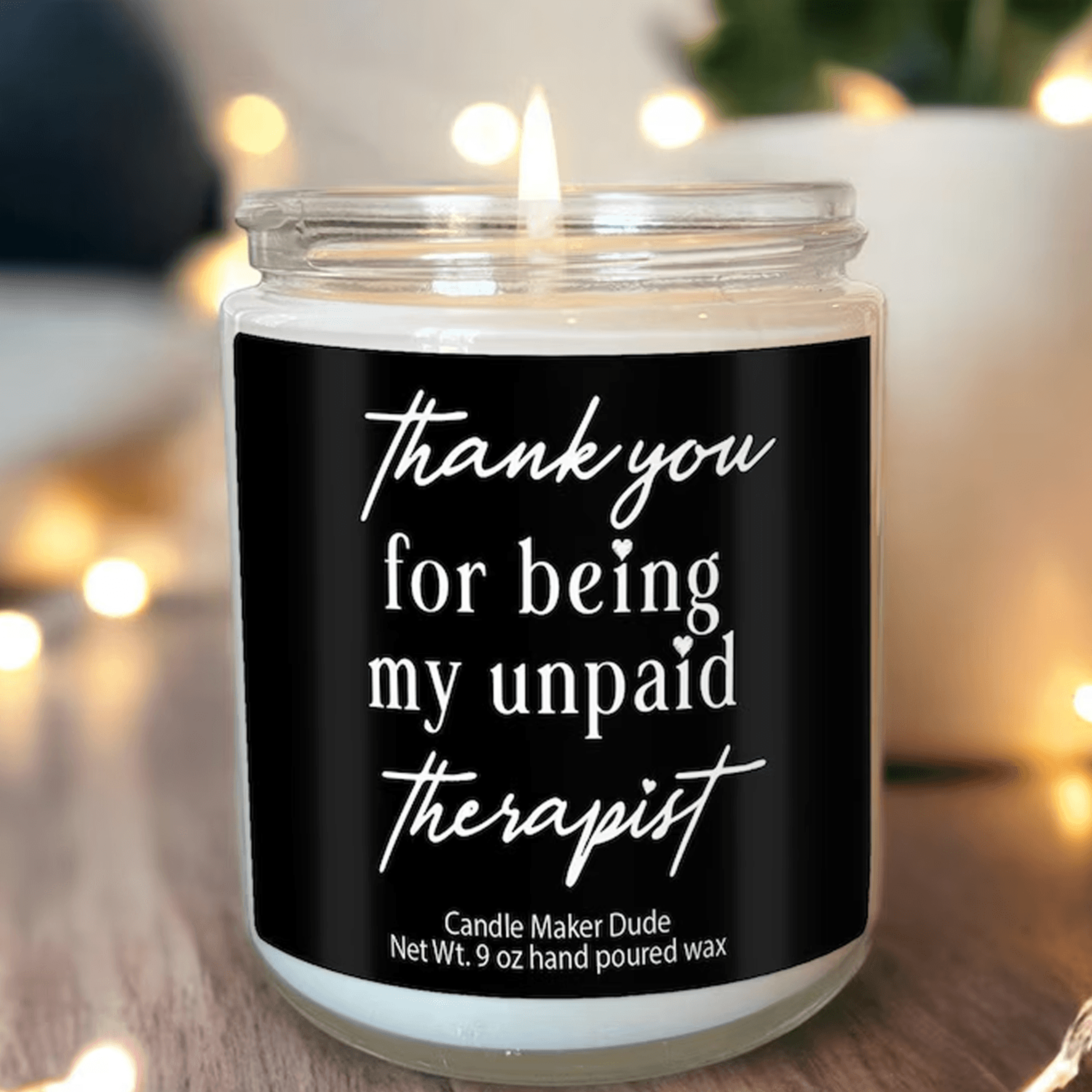 thank you for being my unpaid therapist candle, funny best friend gift, bestie soy candle, friendship gift, coworker gif