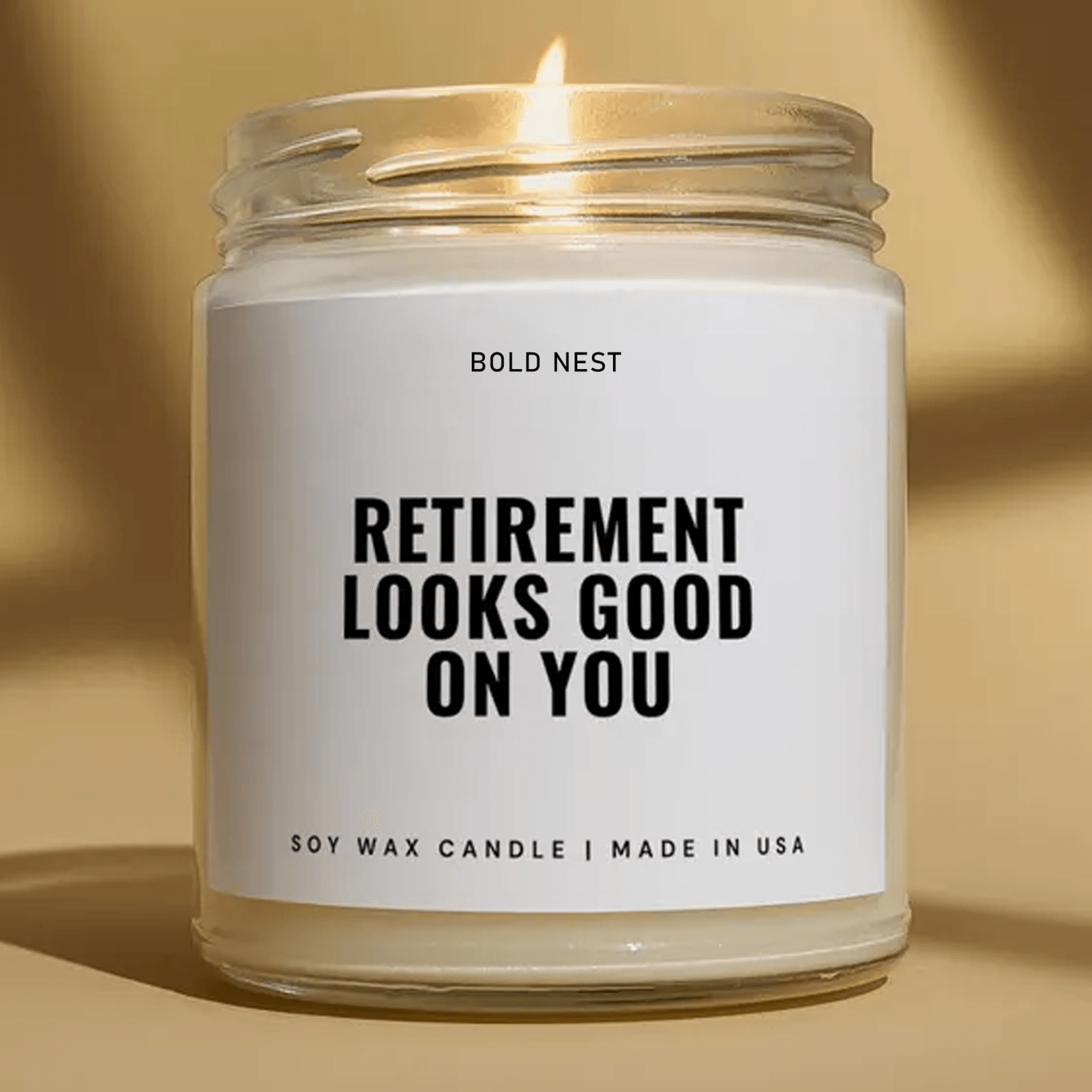 funny retirement candle, retirement party gift, happy retirement soy candle, coworker farewell gift, retiree keepsake
